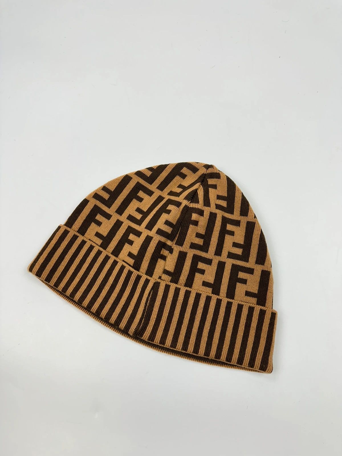 Fendi Fendi FF Monogram Brown Orange Wool Beanie Size ONE SIZE - 3 Thumbnail
