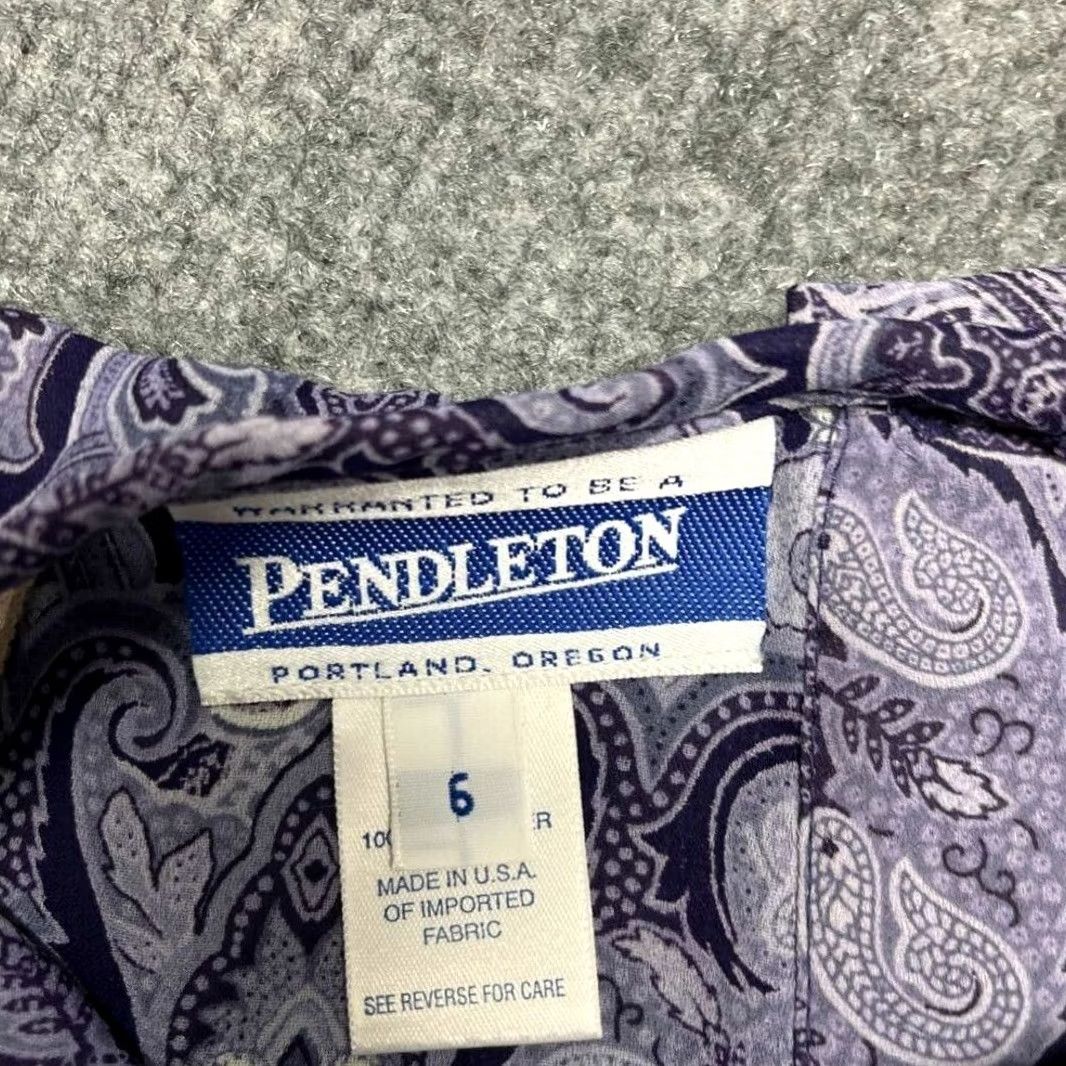 Pendleton VINTAGE Pendleton Blouse Womens 6 Purple White Damask Short Sleeve Crew Neck Mens? Size M / US 6-8 / IT 42-44 - 7 Thumbnail