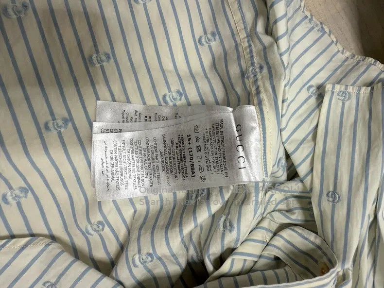 Gucci Gucci Size39 White striped full-print logo long-sleeved shi Size US XXS / EU 40 - 5 Thumbnail