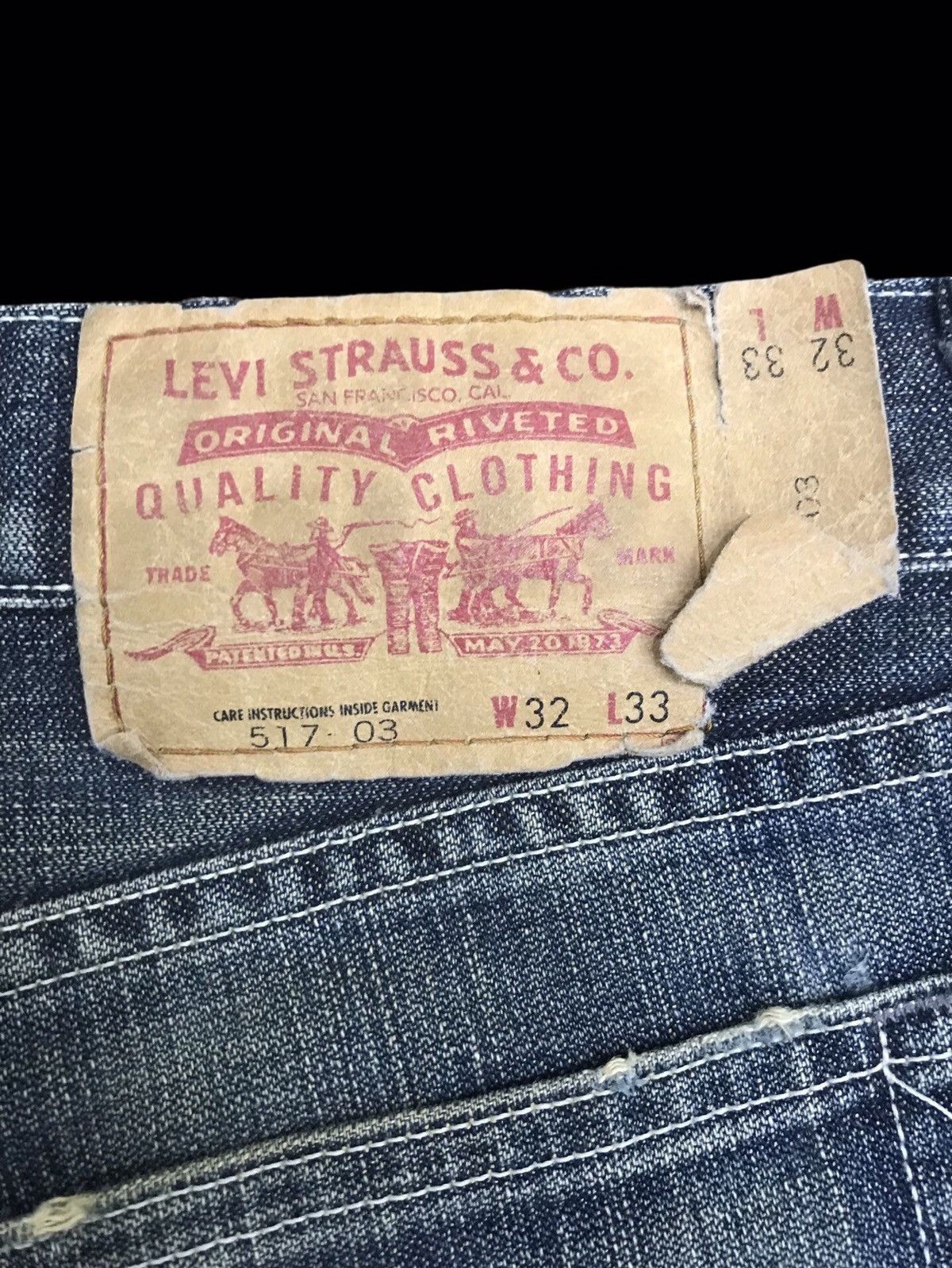 Levi's 💥THRASHED💥VTG Levis 517 Flare Thrashed Denim F366 Size US 31 - 18 Thumbnail