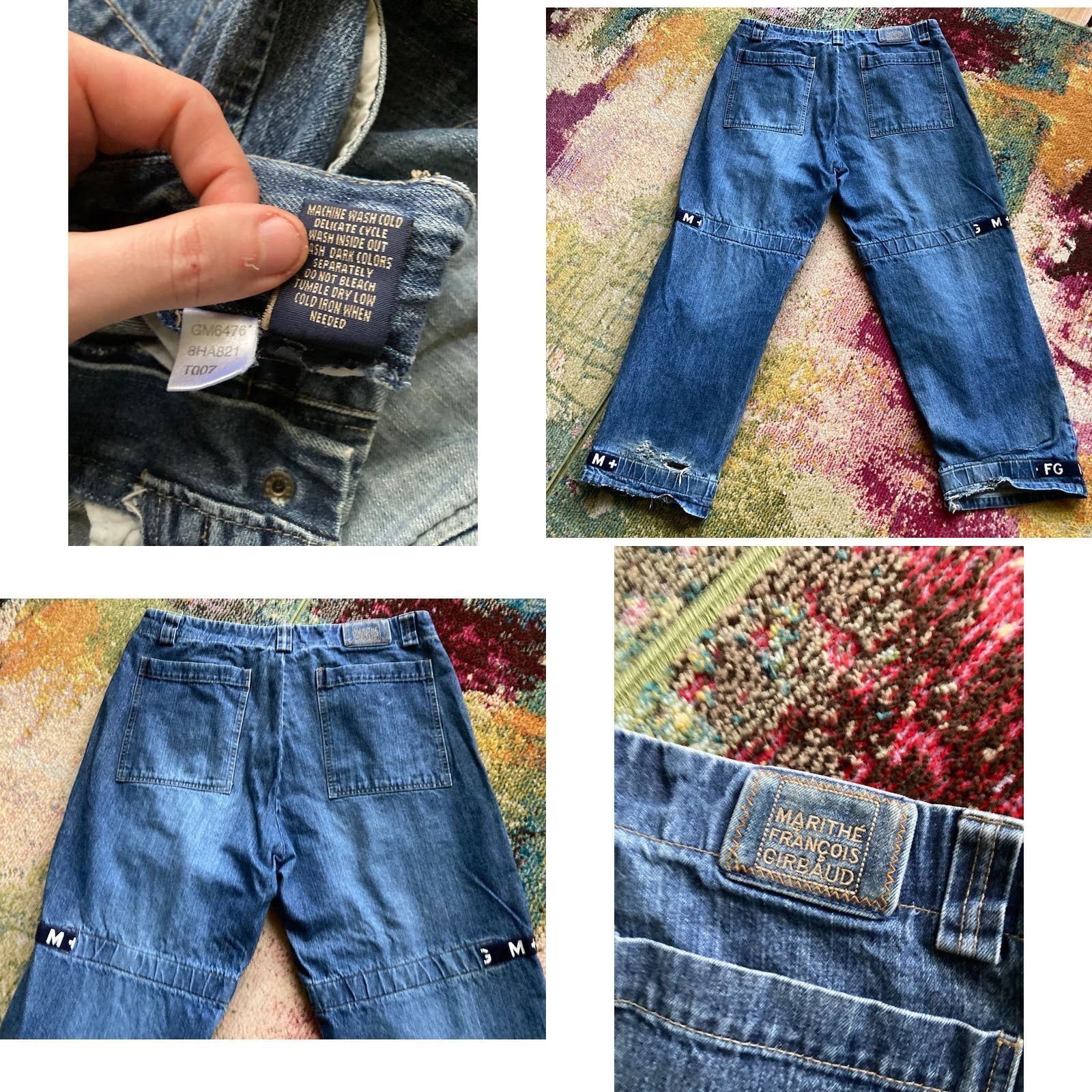 Vintage VINTAGE Girbaud Jeans Mens 42x33 Baggy Wide-Leg Denim Blue 90s Grunge Hip Hop Punk Cargo Pocket Zipper Button Fastening Navy/Blue Size US 42 / EU 58 - 9 Thumbnail