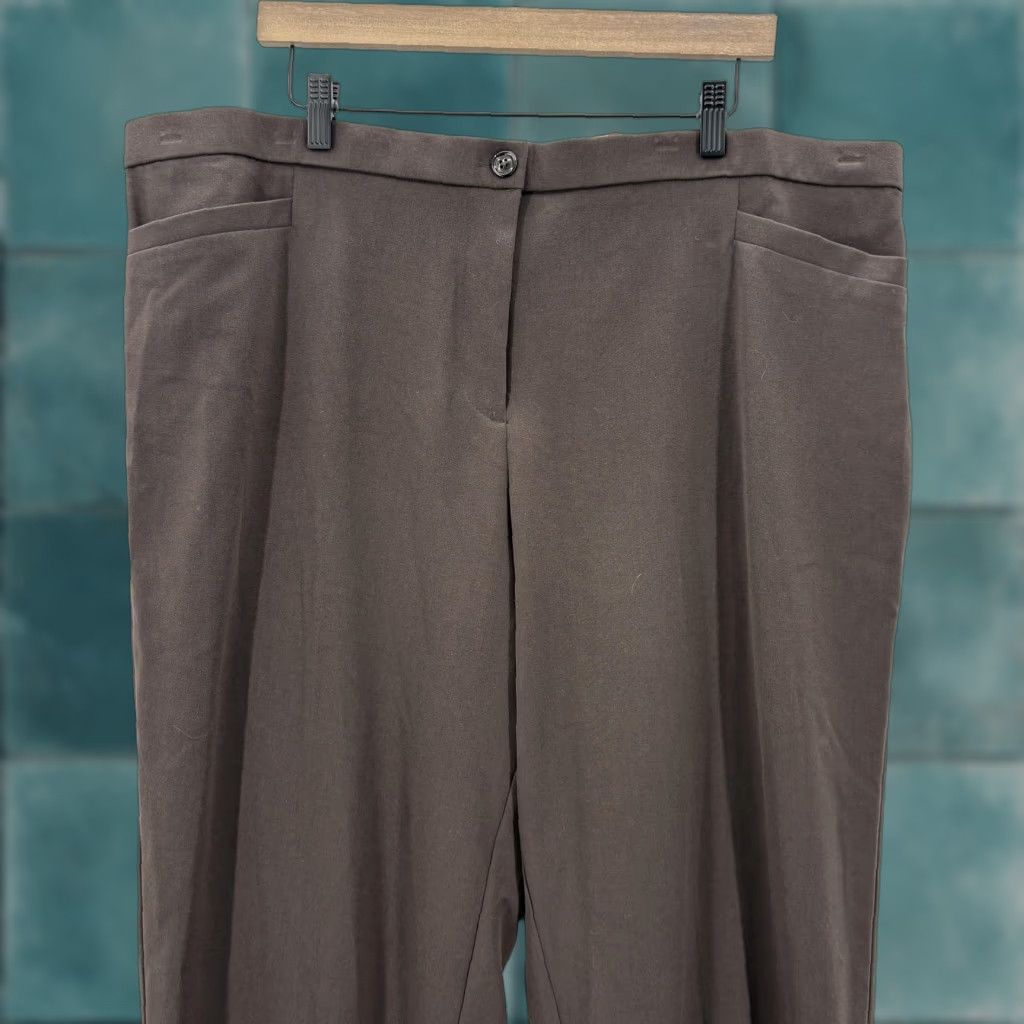 Vintage Roz & Ali Pants Womens 20 Brown Secret Agent Tummy Control Straight Leg Career Size 42" / US 20 - 1 Thumbnail