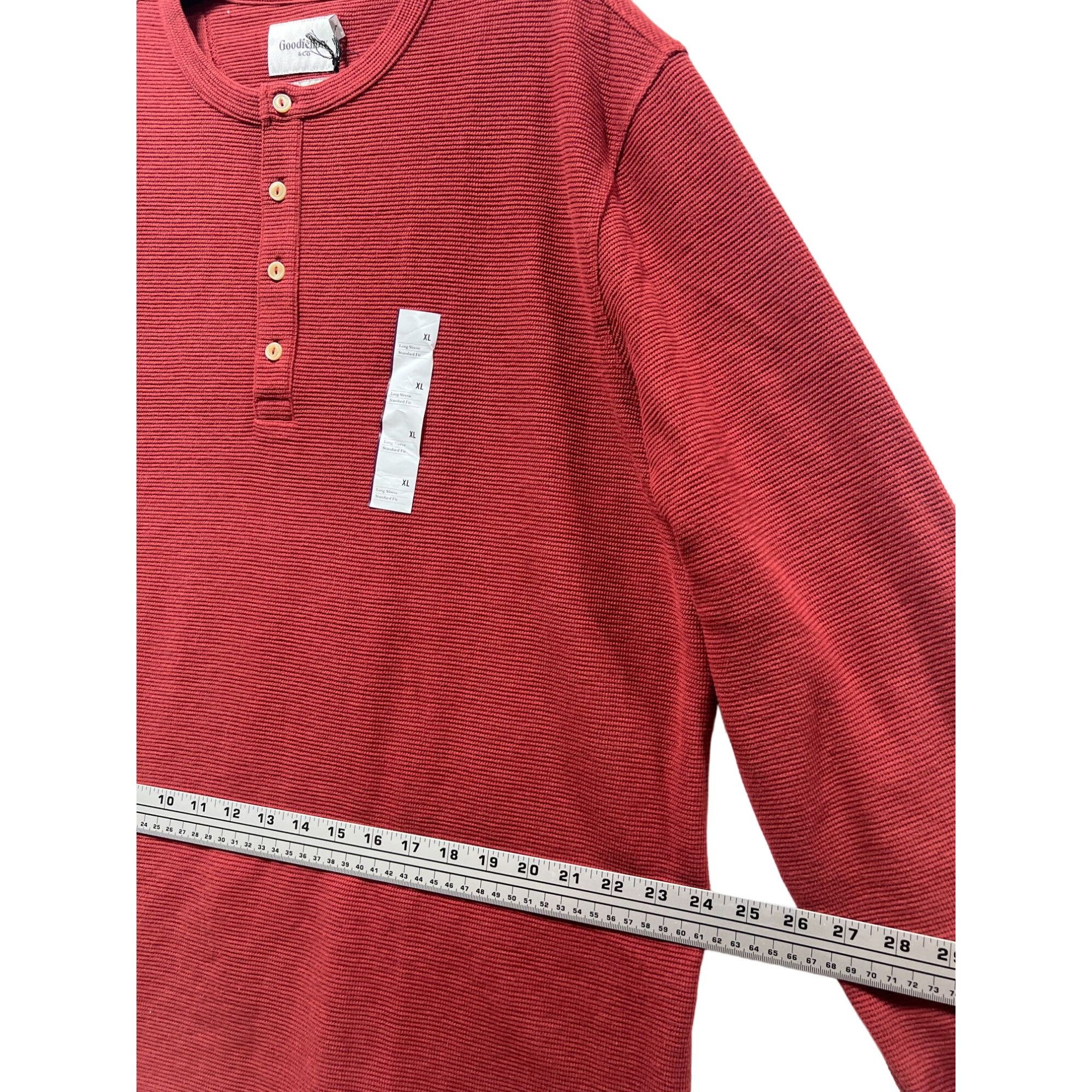 Other Goodfellow & Co - Men's Long Sleeve Henley T-Shirt - Red - E Size US XL / EU 56 / 4 - 6 Thumbnail