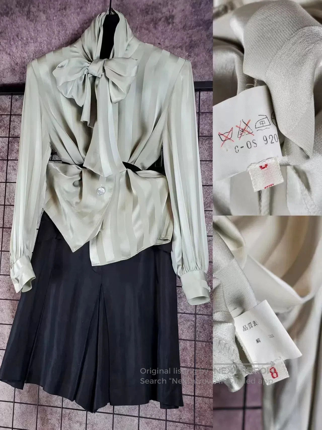 Givenchy vintage givenchy silk tie blouse in green. Size M / US 6-8 / IT 42-44 - 2 Thumbnail