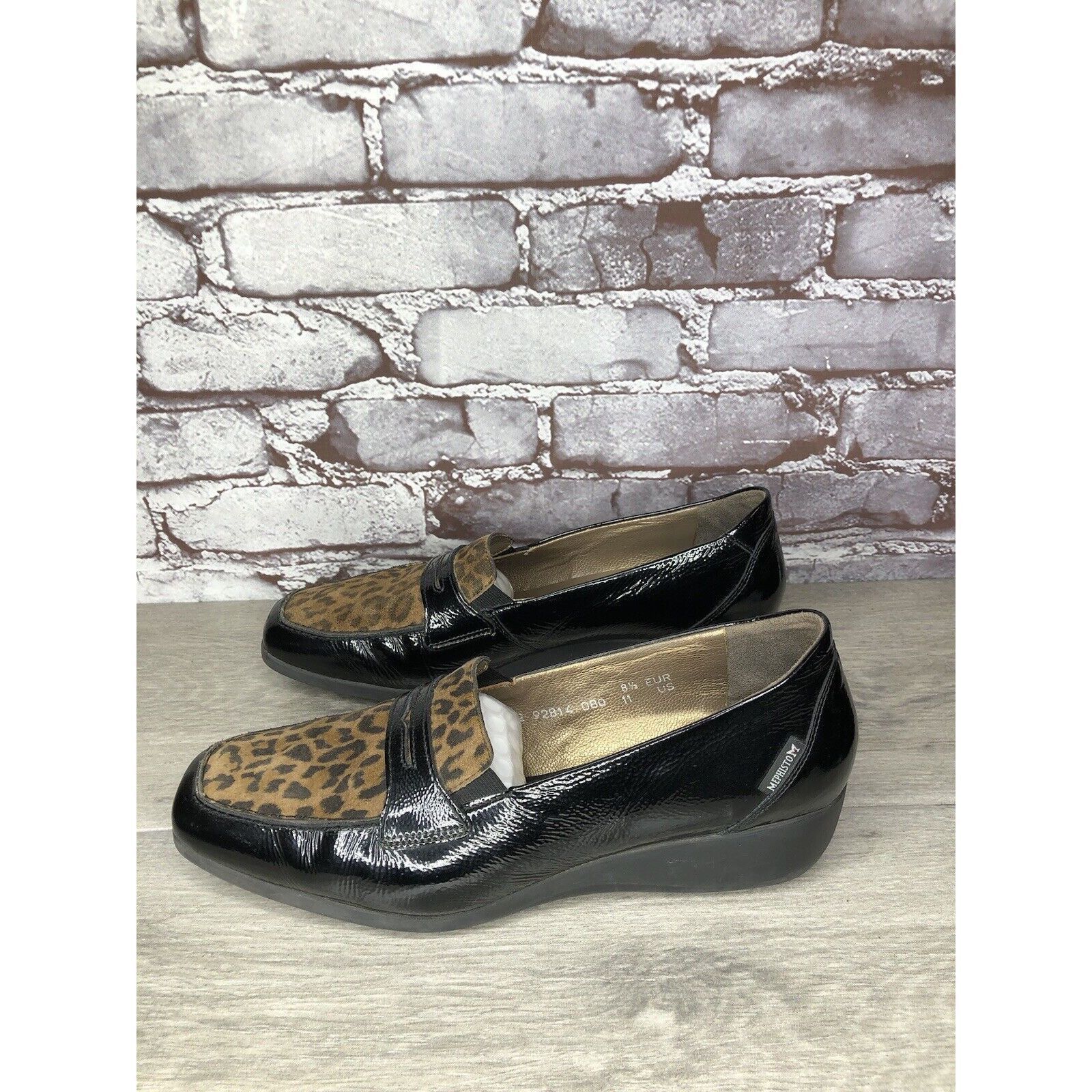 Mephisto Mephisto Air Jet Black Patent Leopard Print Penny Wedge Shoe Size US 11 / IT 41 - 17 Thumbnail