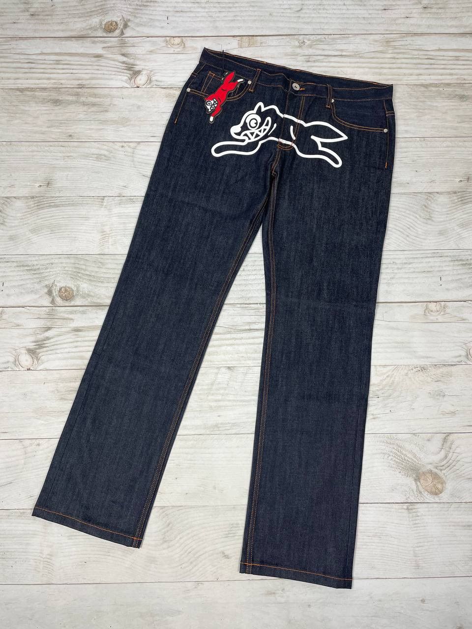 image of Billionaire Boys Club Ice Cream Running Dog Jeans Size 36 in Blue, Men's