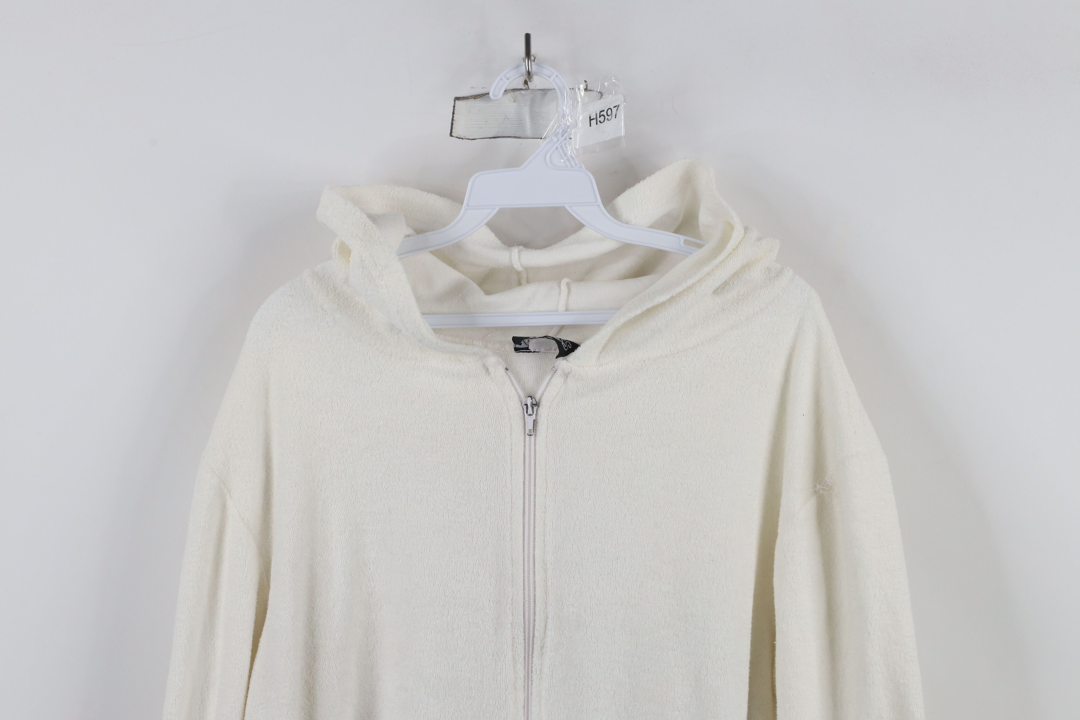 Vintage Vintage 90s Y2K Babydoll Terry Cloth Hoodie White USA Size XL / US 12-14 / IT 48-50 - 2 Thumbnail