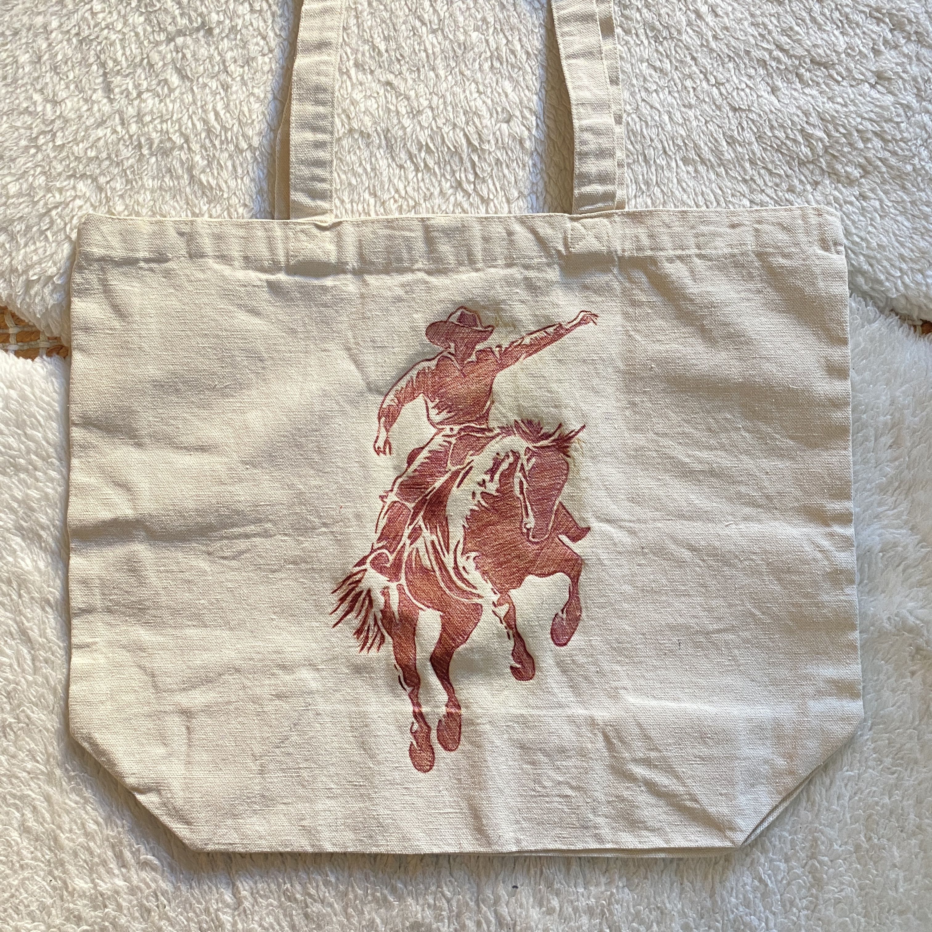 Other Hand-Burned Cowboy Canvas Tote Bag – One-of-a-Kind Design Size ONE SIZE - 10 Thumbnail