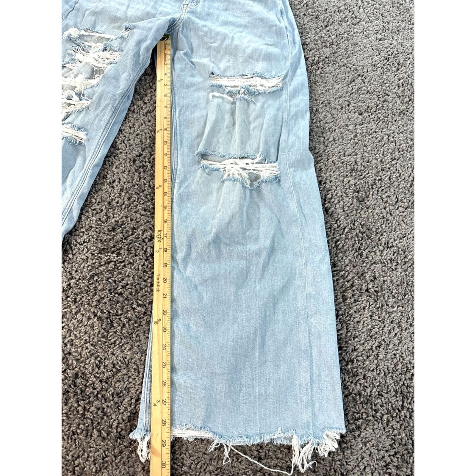 American Eagle Outfitters VINTAGE American Eagle Outfitters Jeans 4 Short Blue Super High Rise Baggy Wide Leg Distressed Jeans Women 90s Y2K Curvy Inseam 29 Womens Size 27" / US 4 / IT 40 - 2 Thumbnail