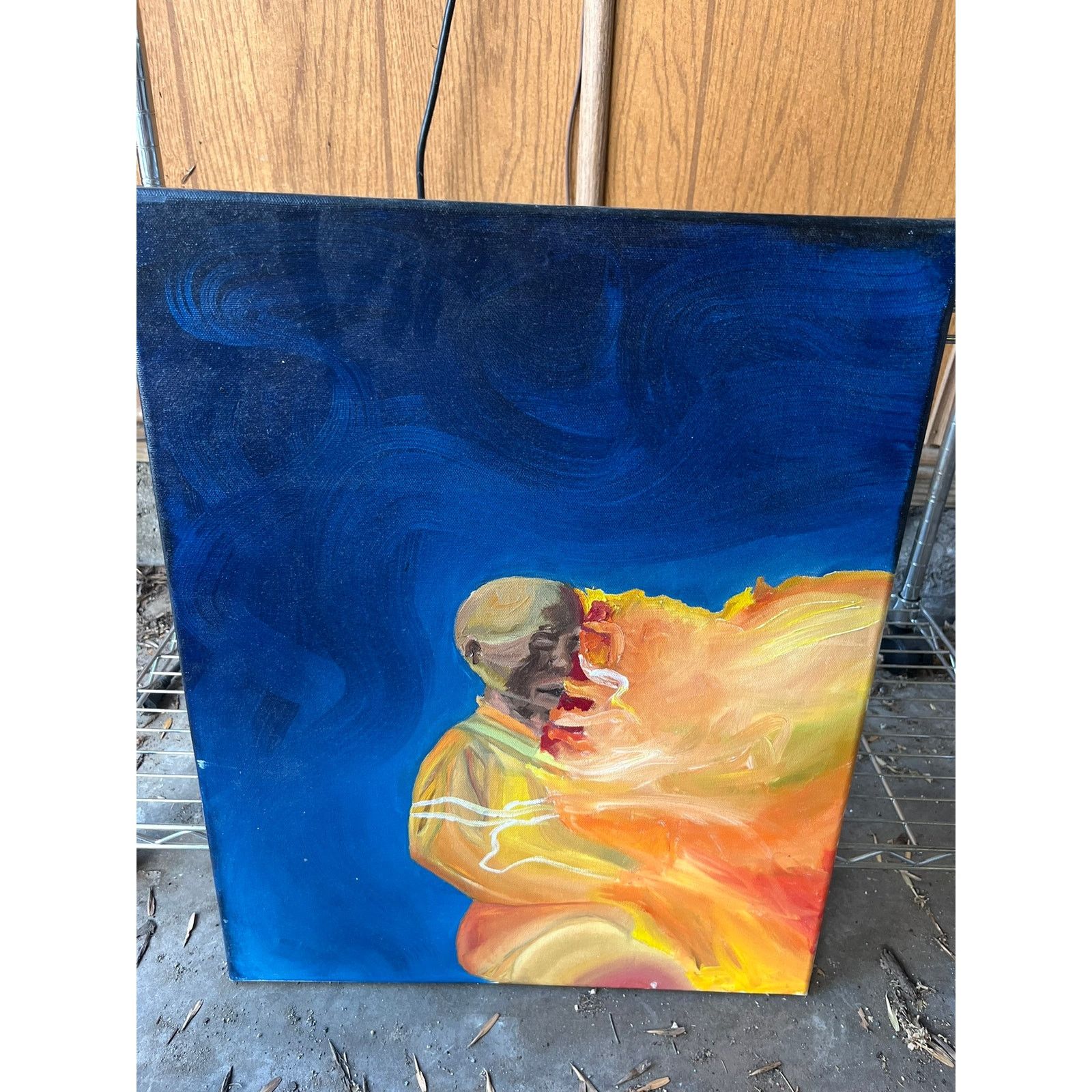 Other "Monk On Fire" original Painting By Ricardo Cobian 20X15.5 Size ONE SIZE - 1 Thumbnail