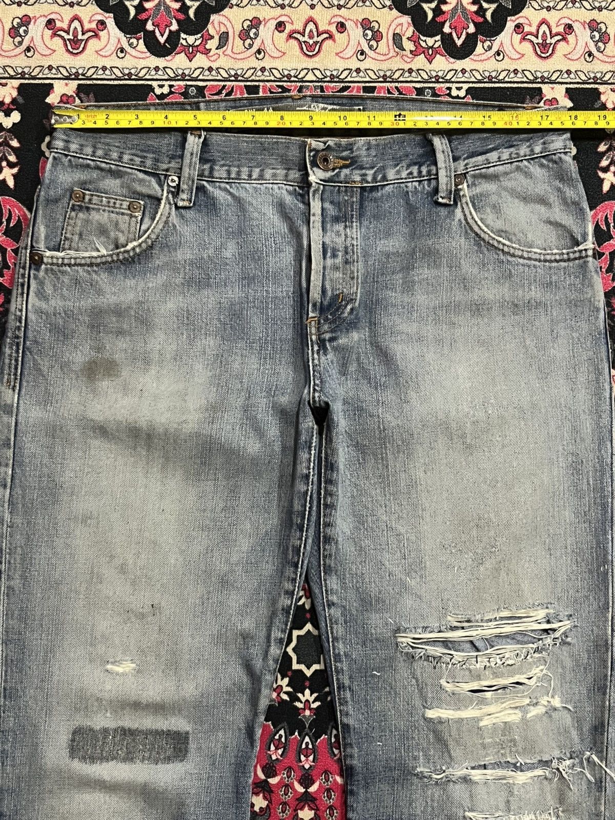 Le Grande Bleu (L.G.B.) ⚡️Distressed⚡️Zara Destroy Grunge Style Blue Washed Flare Jean Size US 34 / EU 50 - 15 Thumbnail