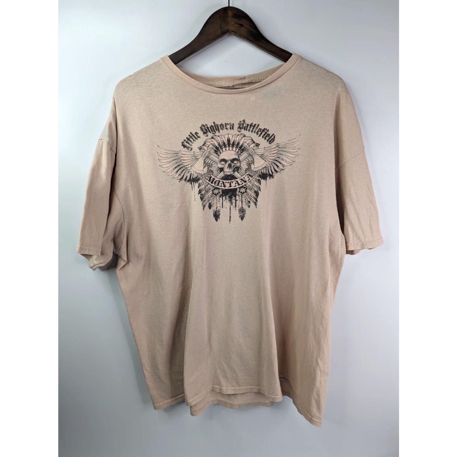 Vintage VINTAGE Unbranded T-Shirt Shirt Men XL/2XL Beige Cotton Knit Skull Tribal Logo 90s 80s 70s Aztec City USA Quotes Retro Classic Size US XL / EU 56 / 4 - 3 Thumbnail