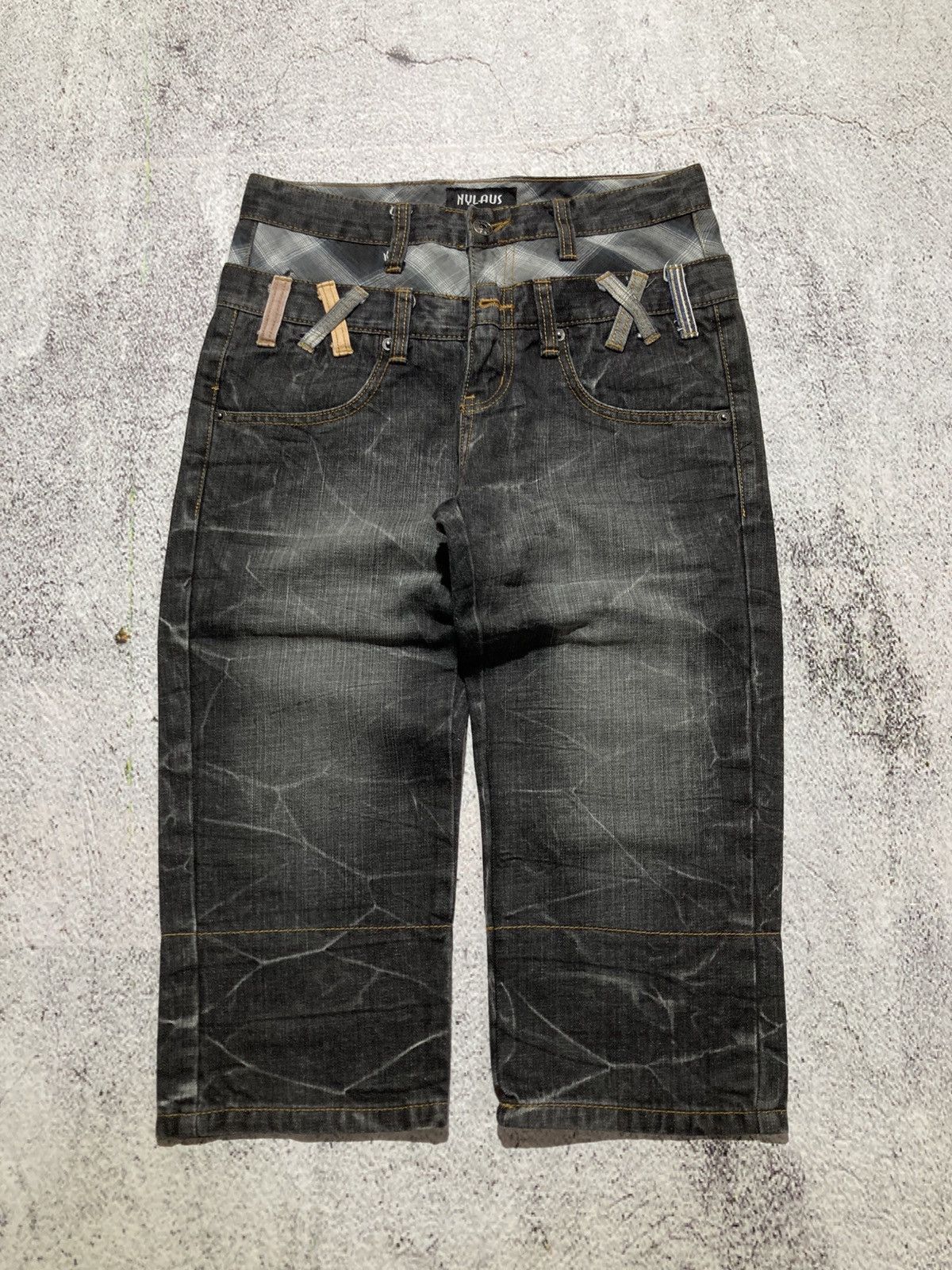 Japanese Brand 2000s Nylaus Double Waist Denim Jeans Pant Faded Y2k Size US 28 / EU 44 - 1 Thumbnail