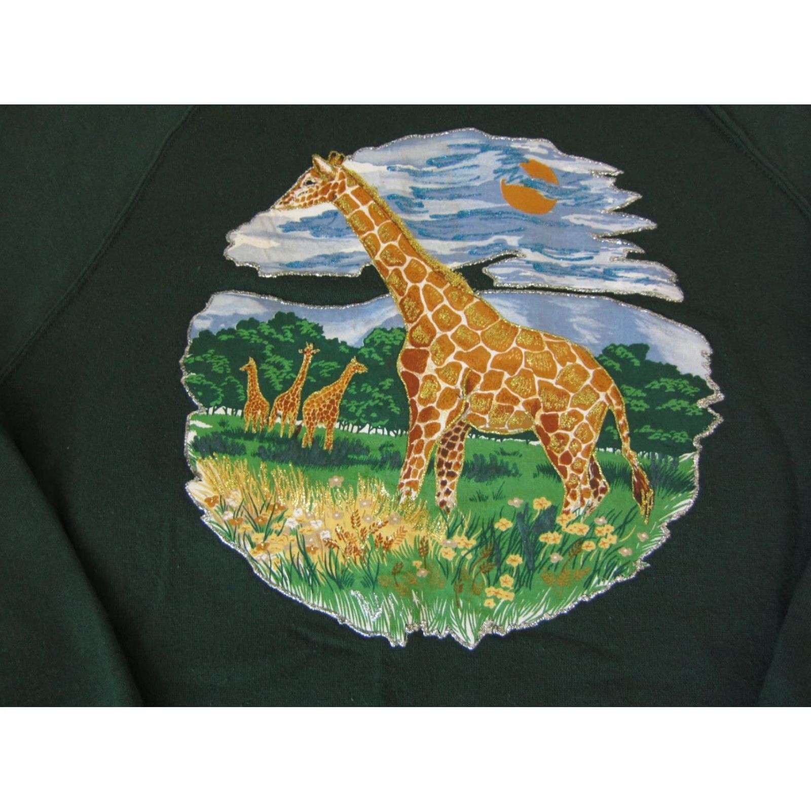 Jerzees VINTAGE Jerzees Sweatshirt Mens L Green Safari Crew Neck Pullover Cotton Polyester Fleece 90s USA Giraffe Size US L / EU 52-54 / 3 - 2 Thumbnail