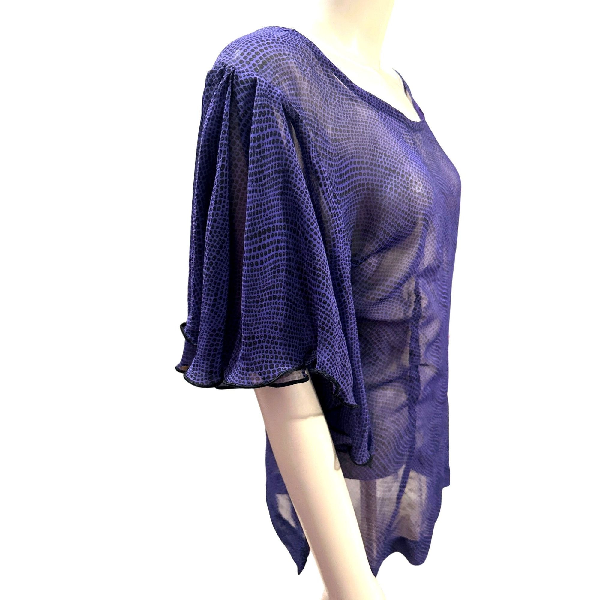 Other CCC Purple Sheer Short Bell Sleeve Round Neck Summer Blouse Size S / US 4 / IT 40 - 2 Thumbnail