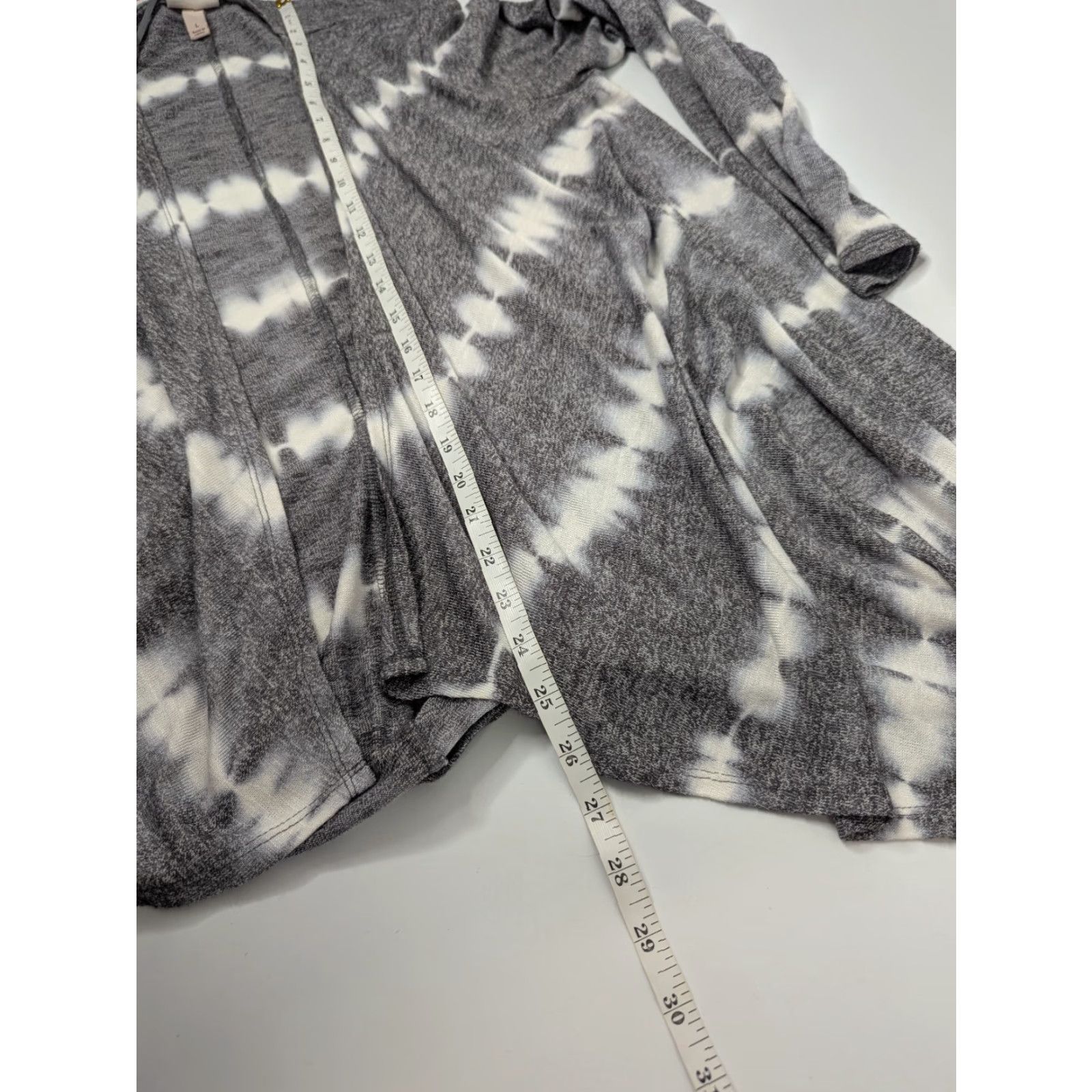 Vintage Knox Rose Cardigan Women's Large Gray Tie Dye Open Front Sweater Draped Knit Size L / US 10 / IT 46 - 4 Thumbnail