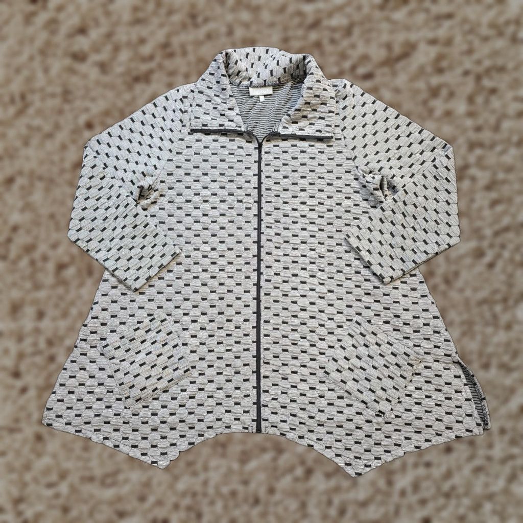 Habitat Habitat Blouse Womens Shirt Tunic Full Zip Pockets Stretch Black White Size M Casual Geometric Bohemian Size M / US 6-8 / IT 42-44 - 1 Thumbnail