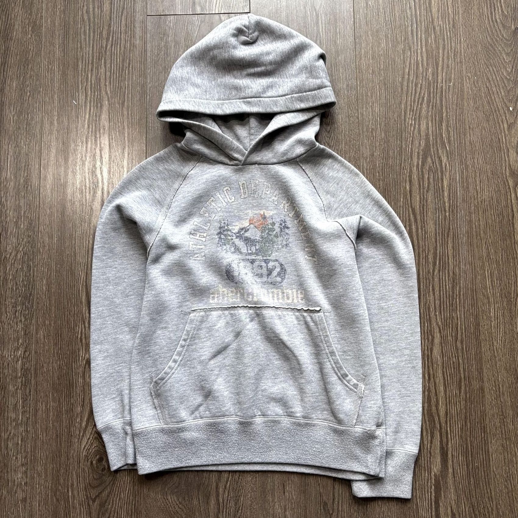 Vintage Abercrombie Fitch Hoodie Womens Small Gray Y2K Pullover 1892 Sweatshirt Size S / US 4 / IT 40 - 3 Thumbnail