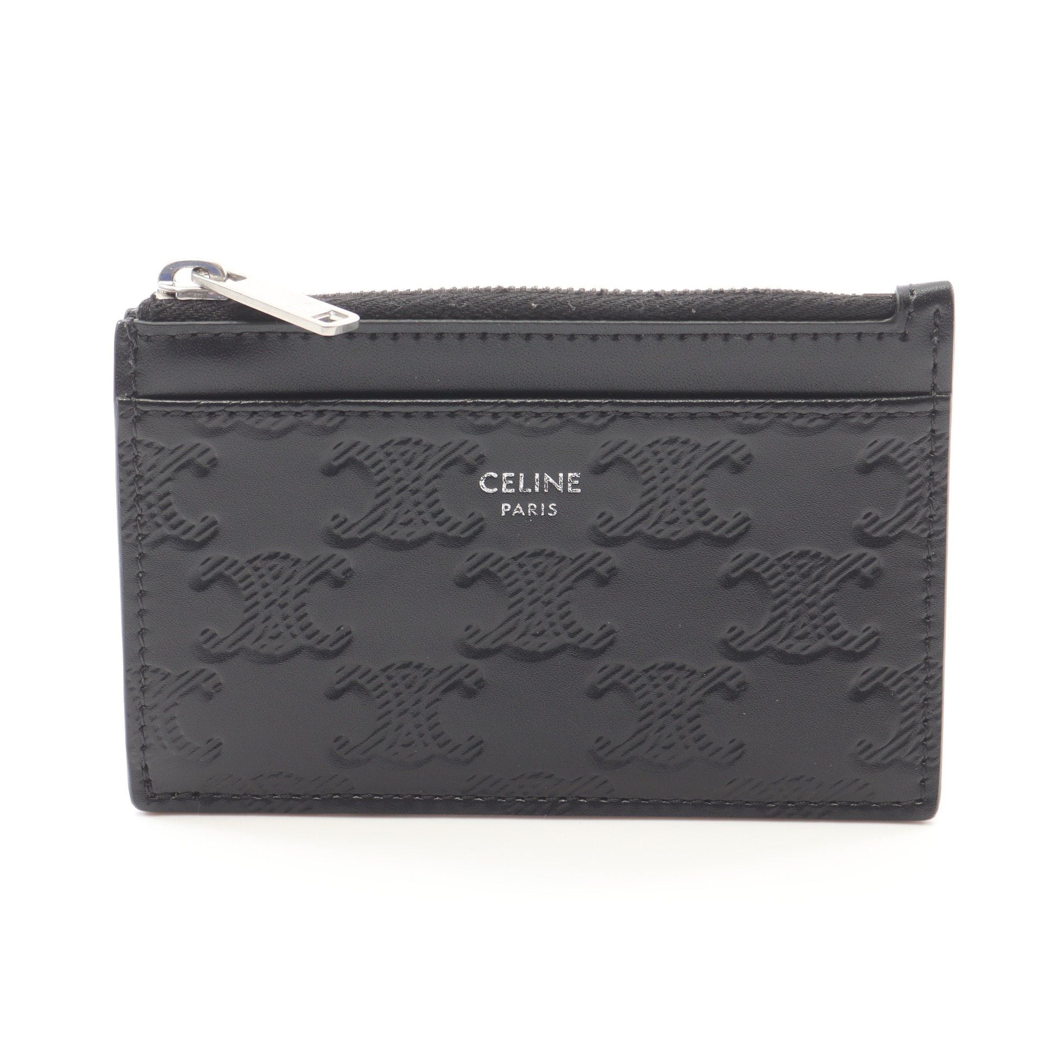 Celine Celine Triomphe Card Case Coin Purse Leather Black Size ONE SIZE - 1 Thumbnail