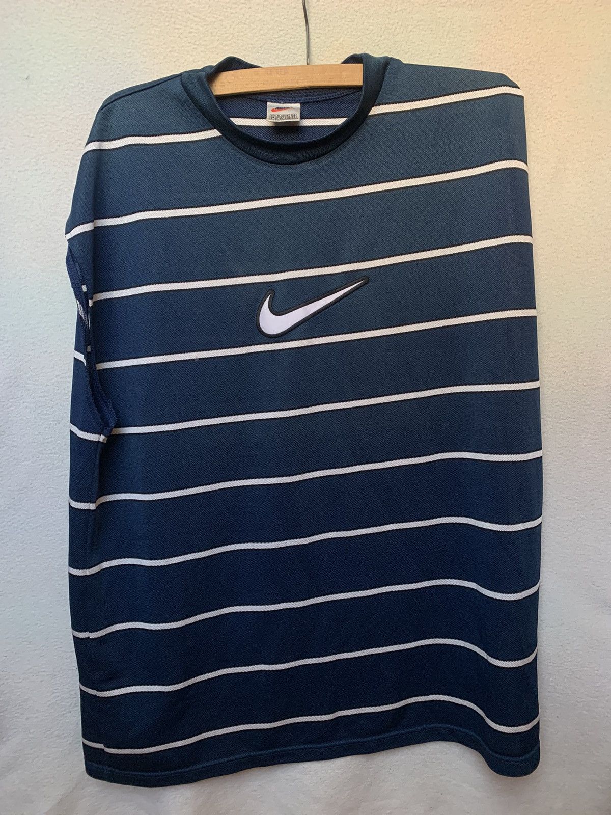 Nike × Vintage Nike 90s Vintage Tank Top Big Logo Striped Shirt | XL Size US XL / EU 56 / 4 - 1 Thumbnail