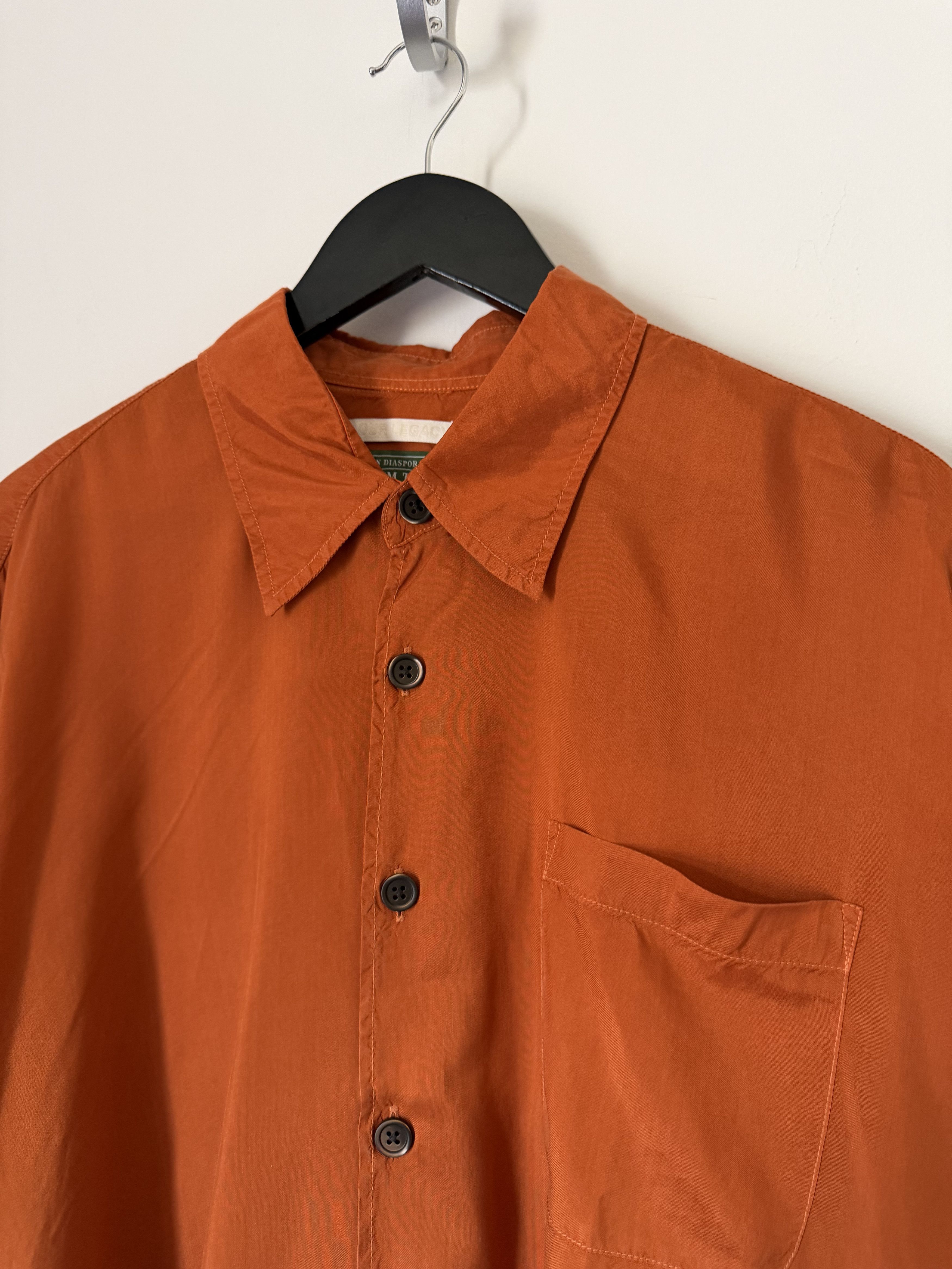 DENIM TEARS × Our Legacy Our Legacy Denim Tears Borrowed Shirt Las Vegas Orange Cupro Size US XL / EU 56 / 4 - 2 Thumbnail