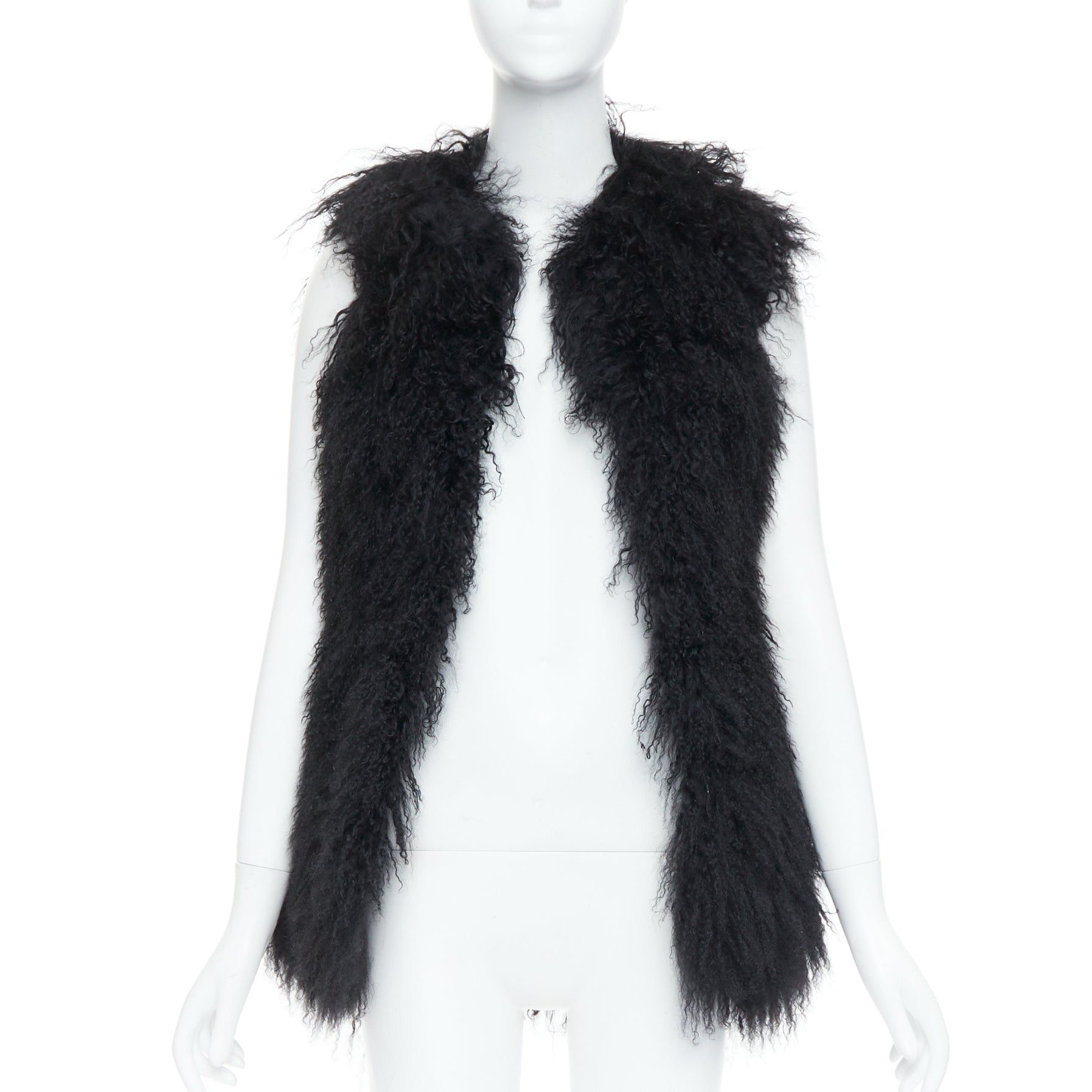 Zadig & Voltaire ZADIG & VOLTAIRE black mongolian shearling fur ethnic quilted vest coat Size M / US 6-8 / IT 42-44 - 1 Thumbnail