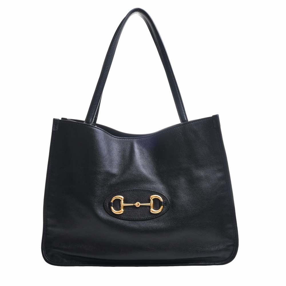 Gucci Horsebit Leather Tote Bag Black