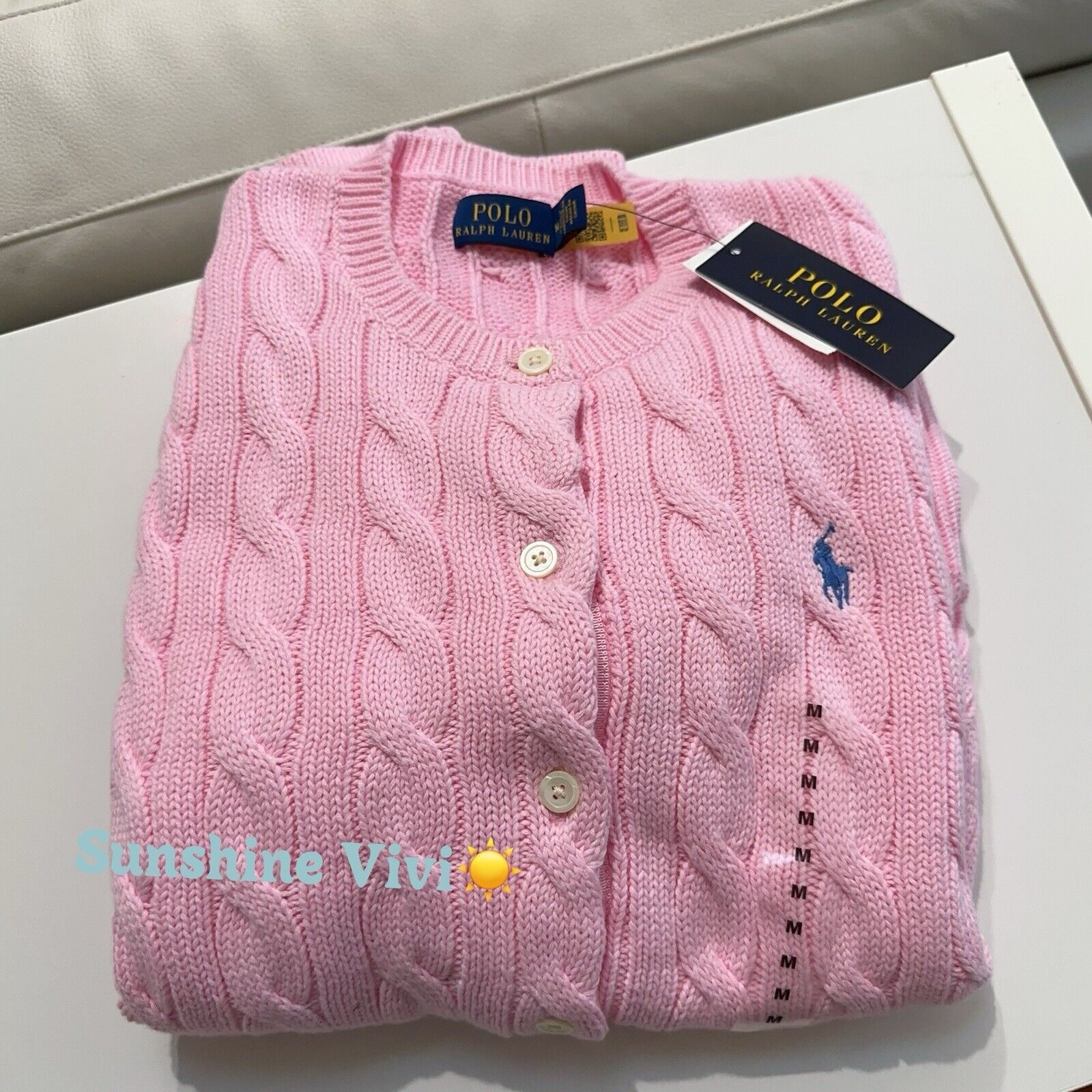 Ralph Lauren NEW Polo Ralph Lauren Cable Knit Cardigan Sweater Pink M Size M / US 6-8 / IT 42-44 - 5 Thumbnail