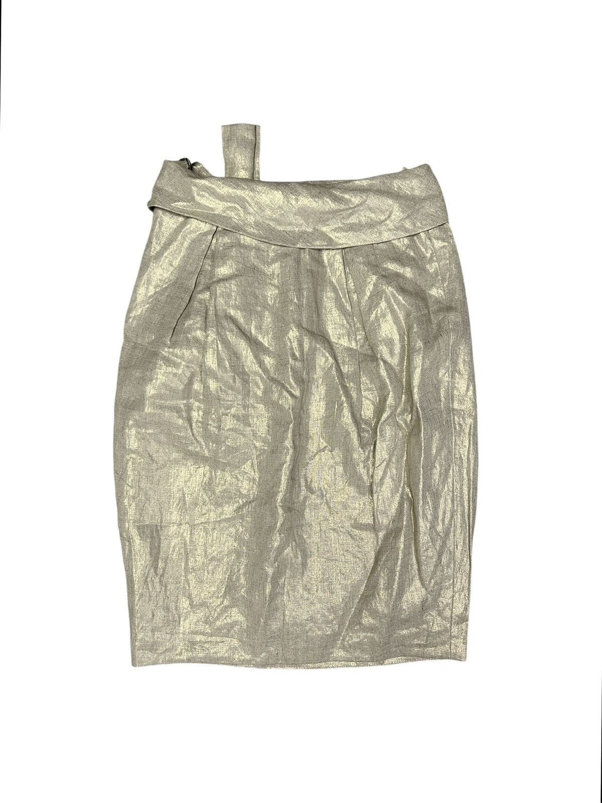 Alexander McQueen S/S 06 Gold Linen Skirt Size 26" / US 2 / IT 38 - 4 Thumbnail