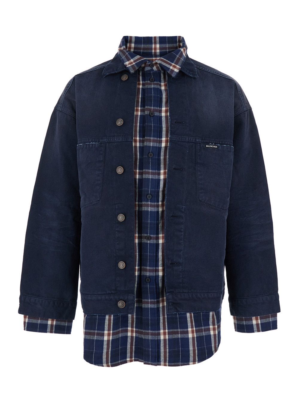 Balenciaga Blue Jacket with Double Layer Effect and Striped Motif in Cotton for Men Size US S / EU 44-46 / 1 - 1 Thumbnail