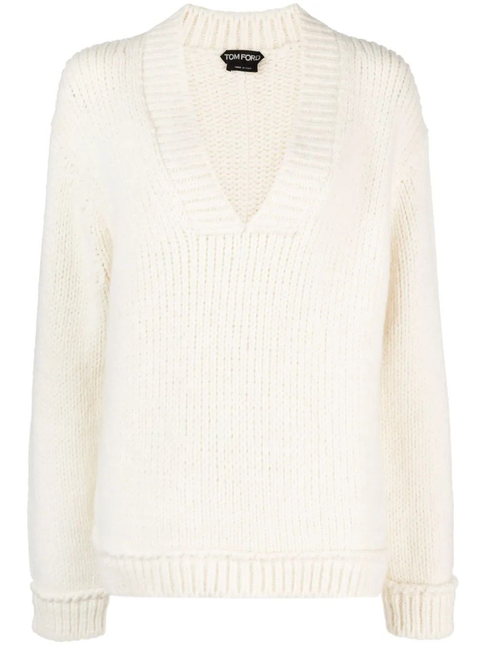 Tom Ford o1y0226 V-neck Sweater in Ivory Size XS / US 0-2 / IT 36-38 - 1 Thumbnail