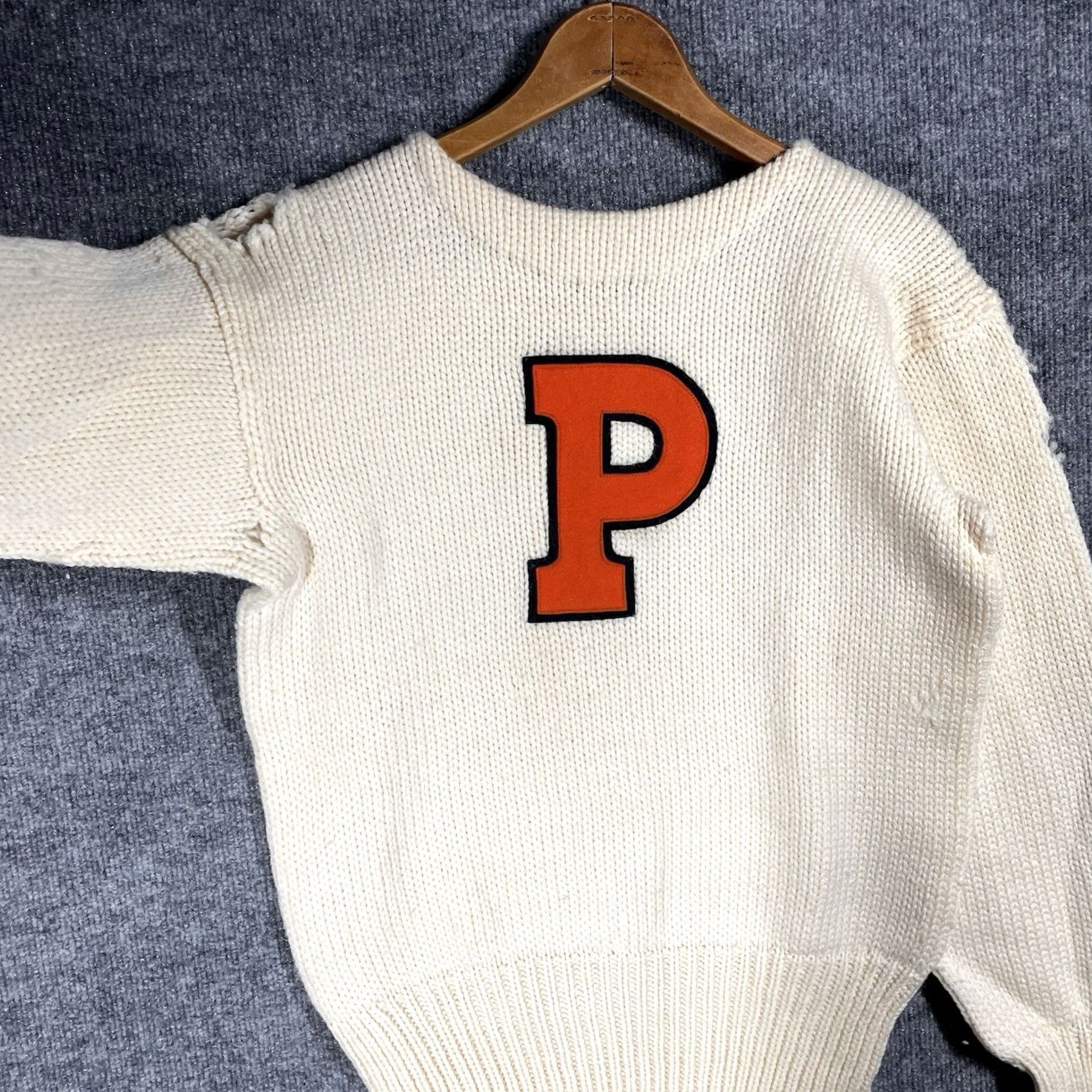 Vintage VINTAGE Princeton University Letterman Sweater Wool 40s Size M Ivory Women's Mens Boys Girls 1940s Decade 1940s Decade Size US M / EU 48-50 / 2 - 4 Thumbnail
