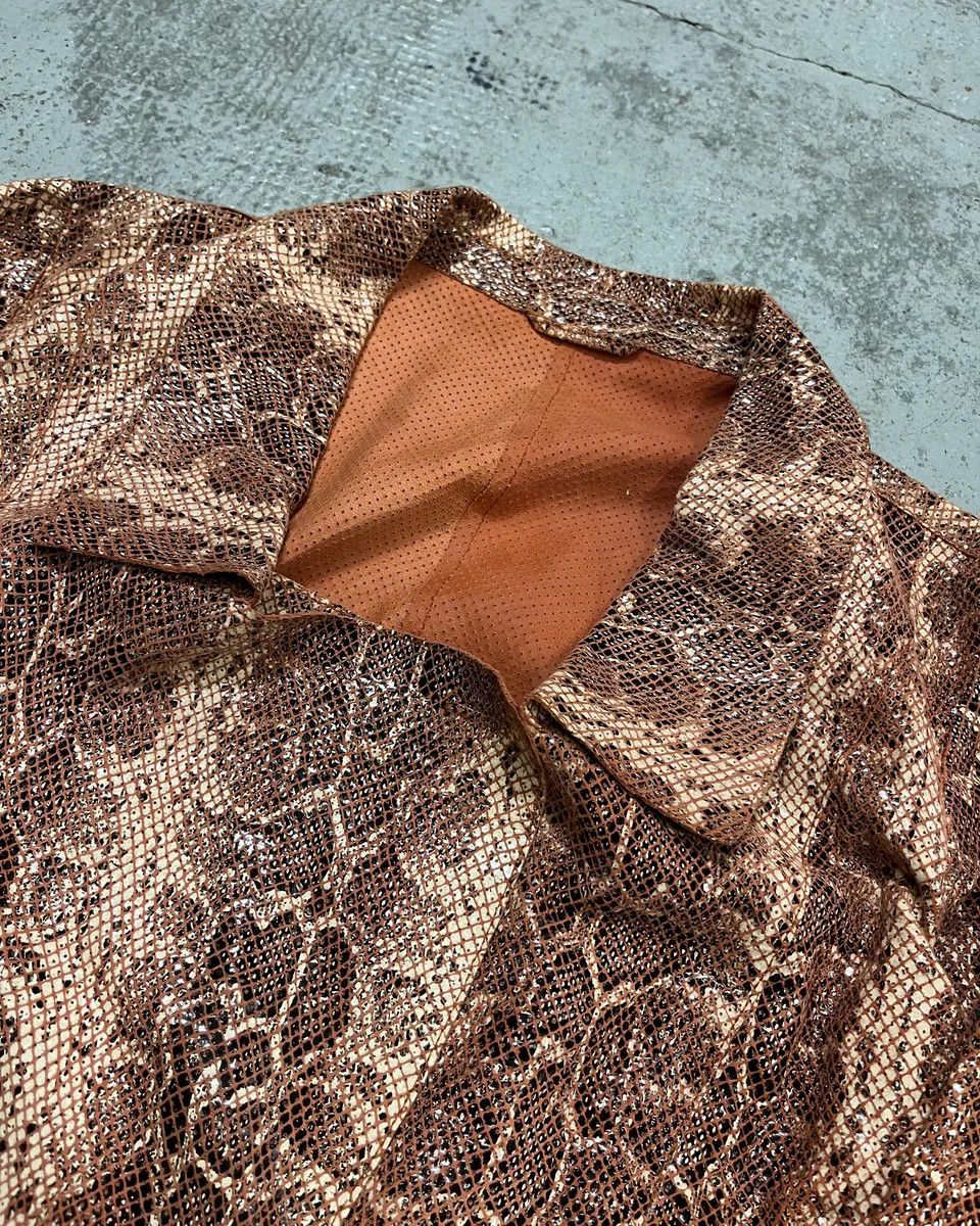 Emporio Armani AW2019 Emporio Armani Snakeskin Effect Pink Leather Jacket Size S / US 4 / IT 40 - 5 Thumbnail