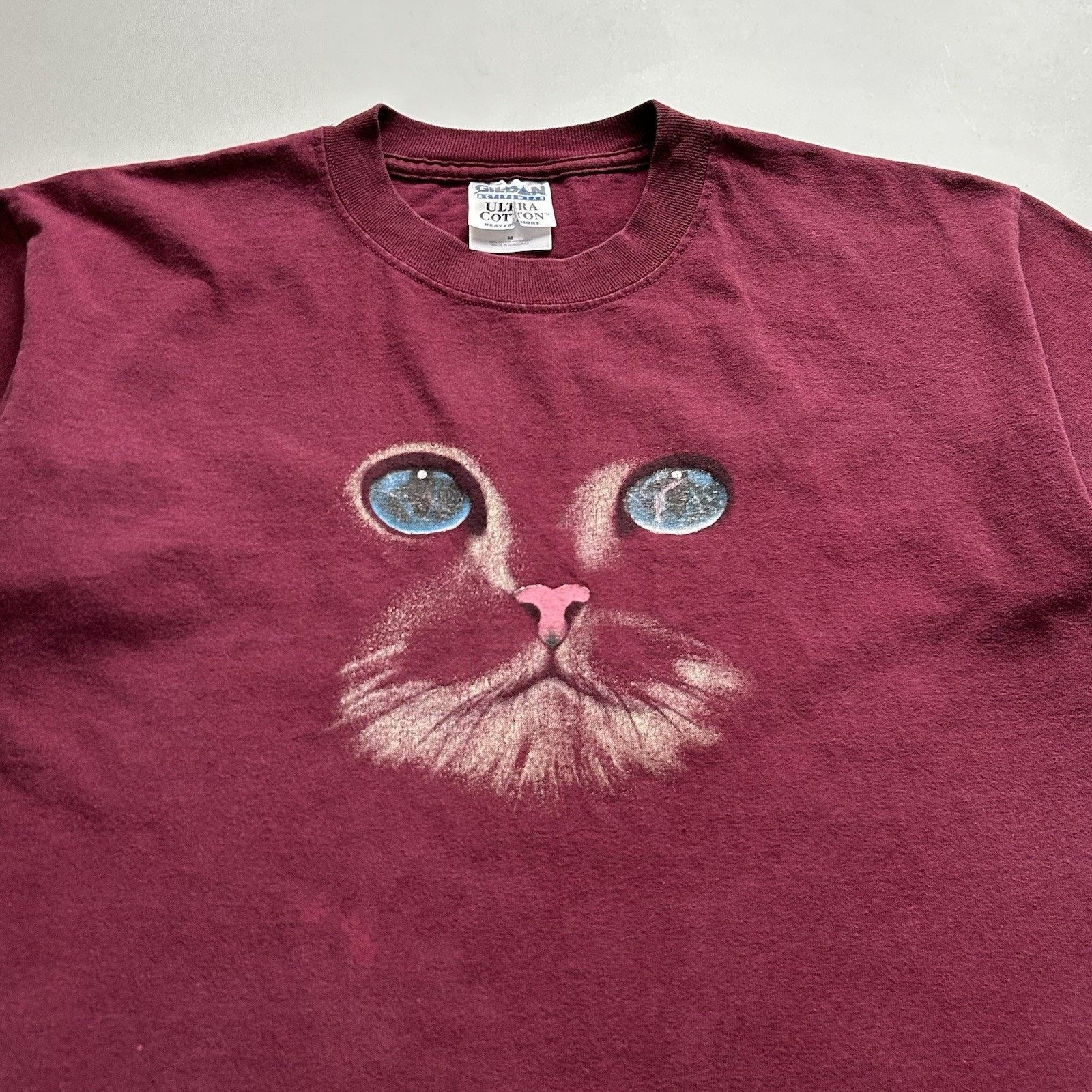 Gildan Vintage Cat Face Shirt Medium Y2K Animal Art Graphic Cotton Size US M / EU 48-50 / 2 - 2 Thumbnail