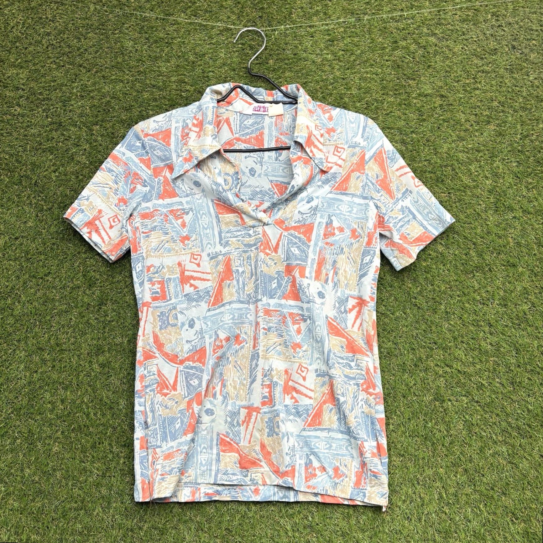 Vintage VINTAGE Elles Belles Shirt Womens S Pink Short Sleeves Button-Up Geometric 70s Size S / US 4 / IT 40 - 2 Thumbnail