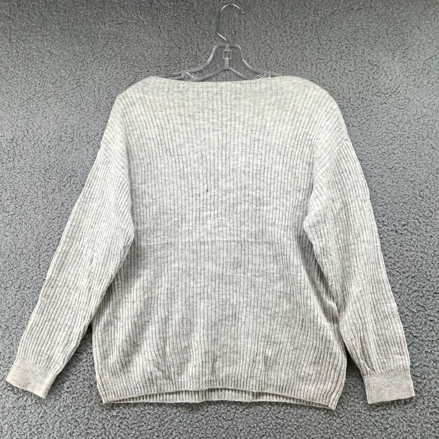 Vintage Bonita Ribbed Pearl Sweater Womens M Wool Blend Gray Boat Neck Pullover Size M / US 6-8 / IT 42-44 - 2 Thumbnail