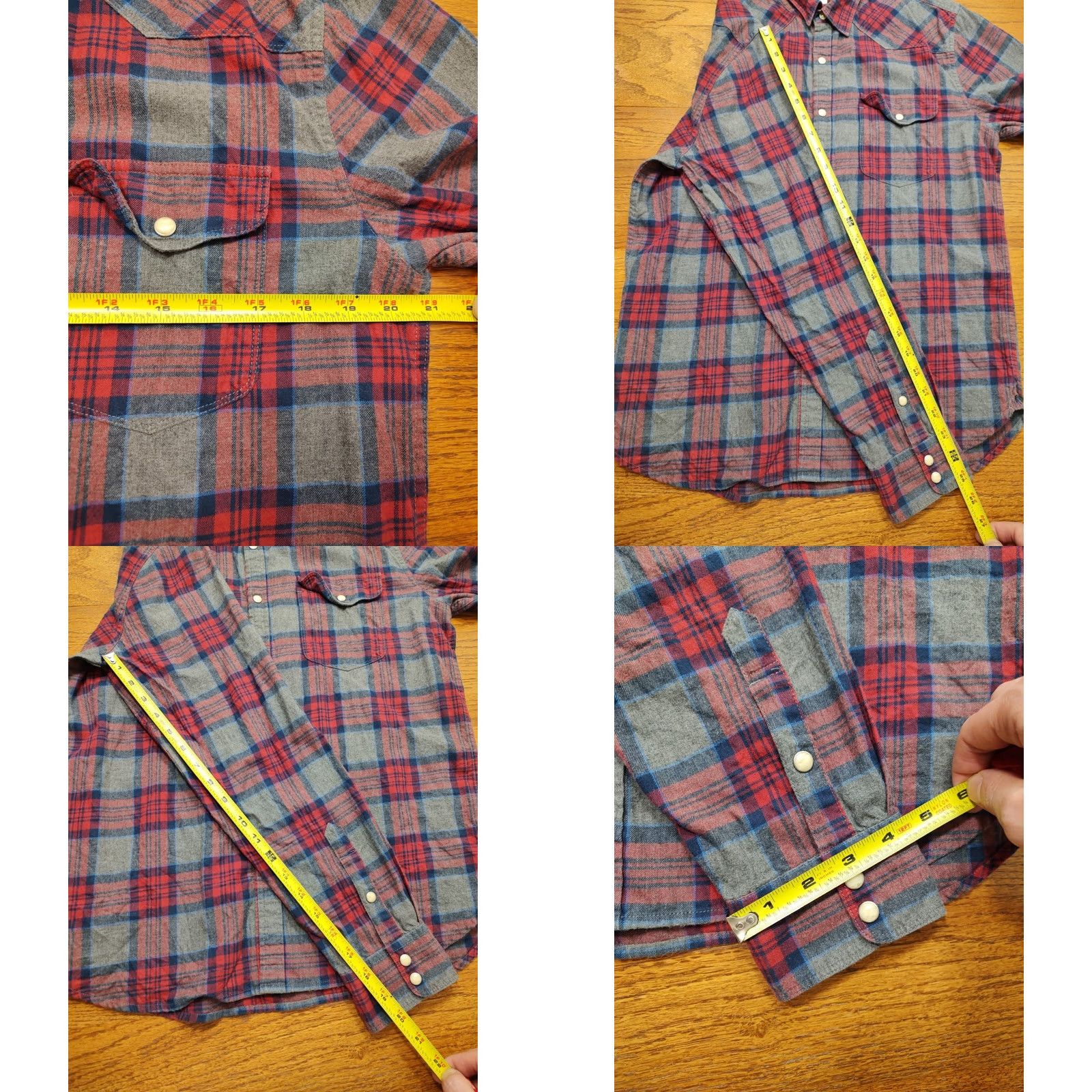 Lucky Brand Lucky Brand Shirt Mens M Red Gray Plaid Long Sleeve Button Up Western Pearl Snap Shirt Size US M / EU 48-50 / 2 - 8 Thumbnail