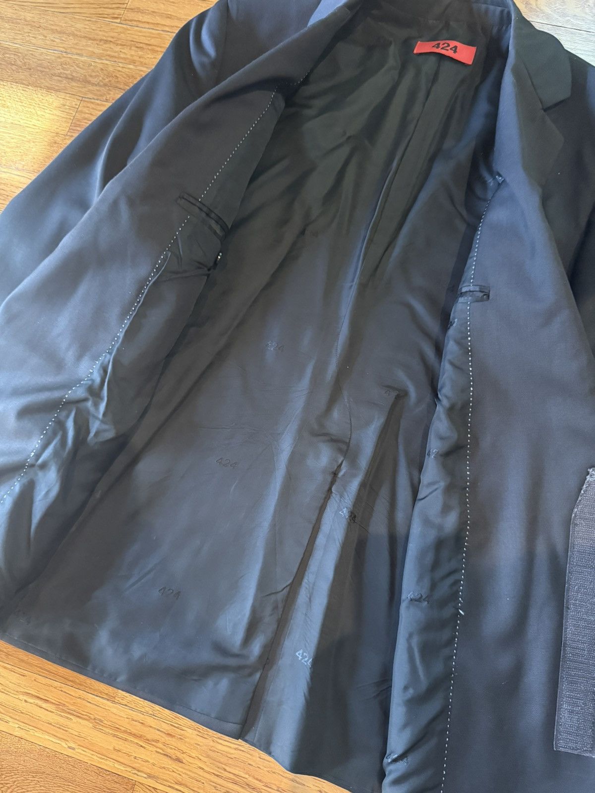 424 424 BLAZER all-black velcro Suit Size 38R - 8 Thumbnail