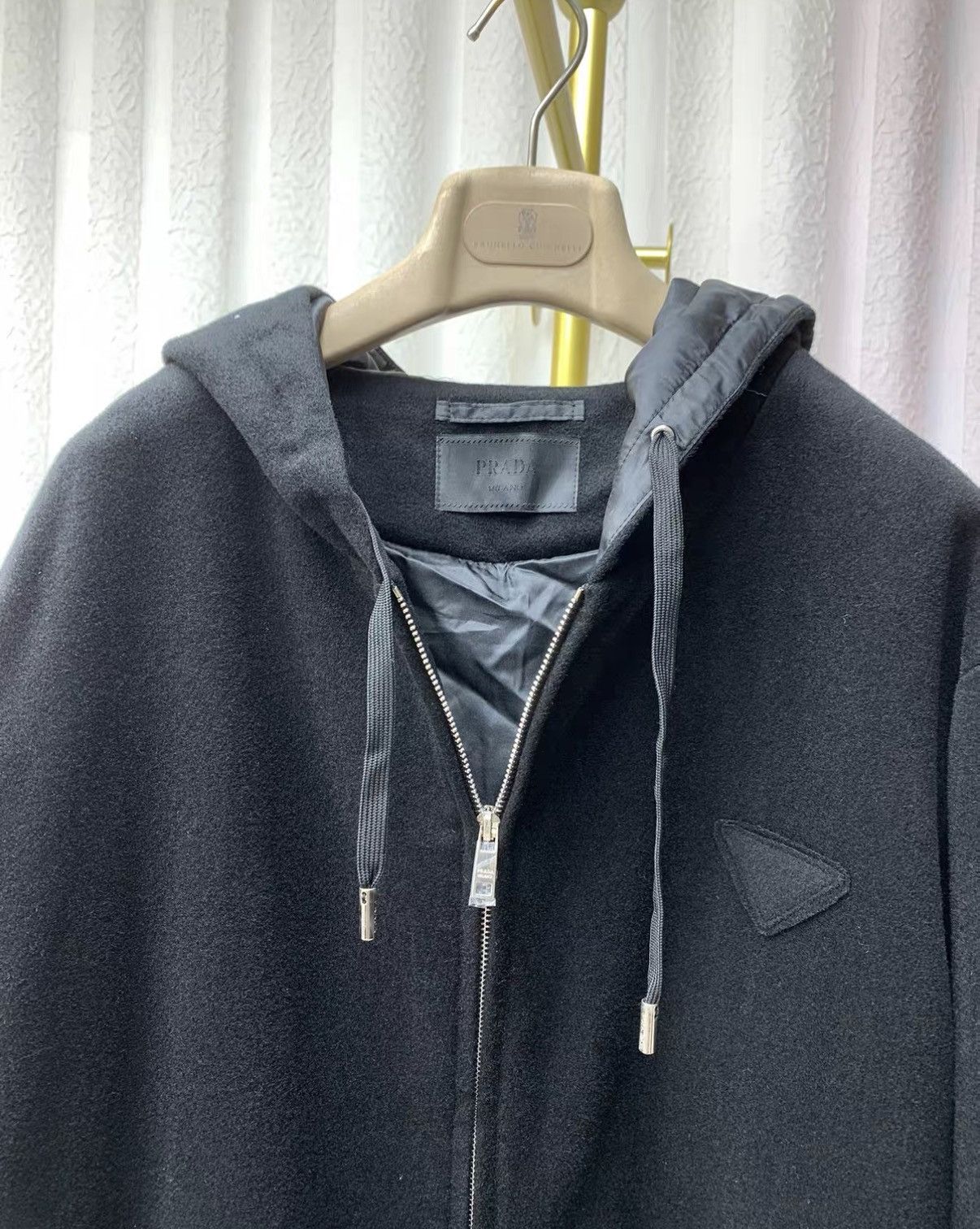 Prada PRADA Wool Texture Hooded Jacket with Triangle Size US L / EU 52-54 / 3 - 2 Thumbnail
