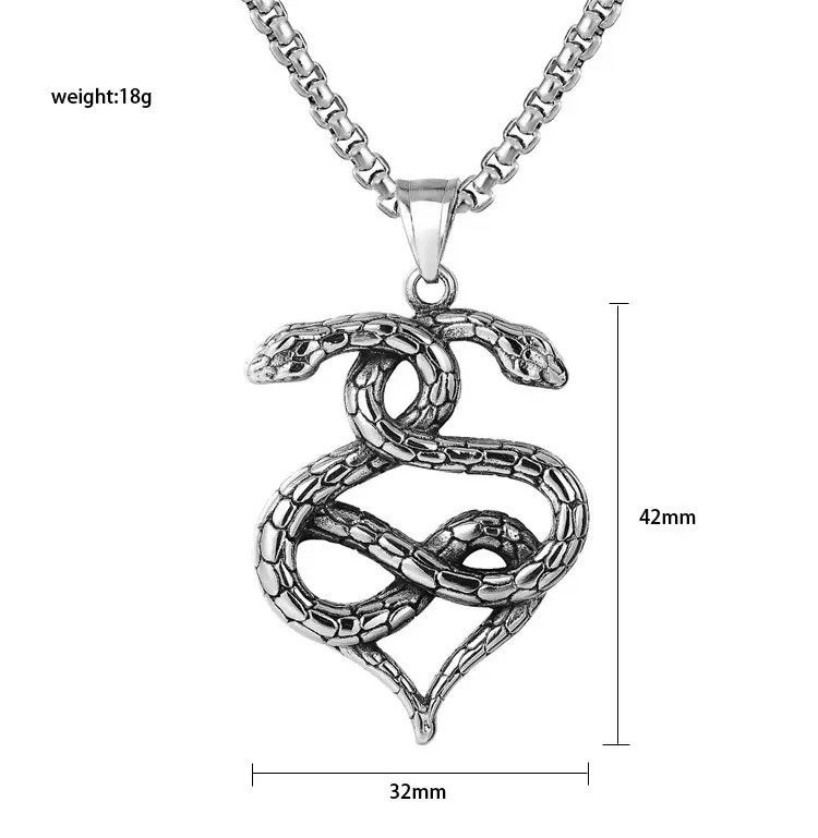 Jewelry Gothic Winding Double Snake Heart Necklace Size ONE SIZE - 4 Thumbnail