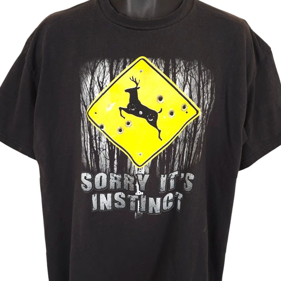 Delta Delta Deer Hunting T Shirt Mens XL Black Sorry Its Instinct Funny Humor Joke Mens XL Black Delta Deer Hunting T Shirt Funny Joke Size US XL / EU 56 / 4 - 2 Thumbnail