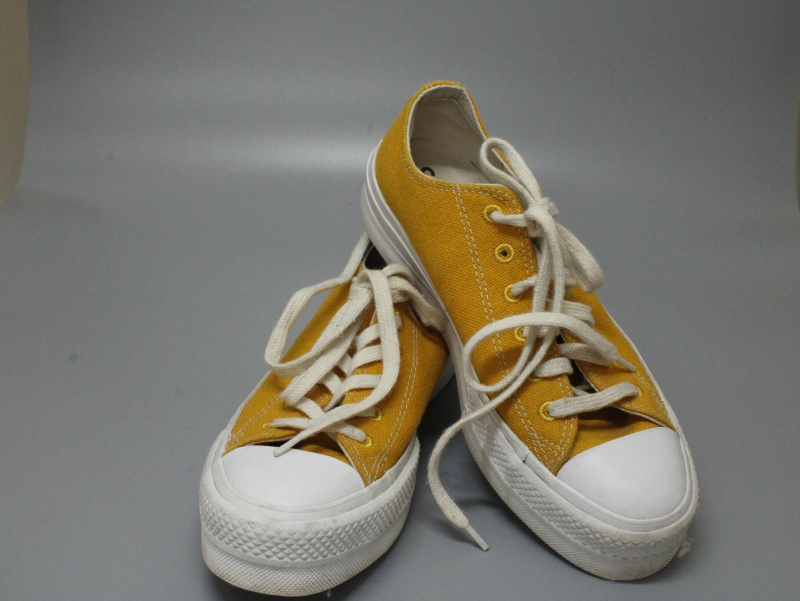 Unknown London Yellow Canvas Allstar Women's Sneakers with White Rubber Toe Size US 7.5 / IT 37.5 - 3 Thumbnail