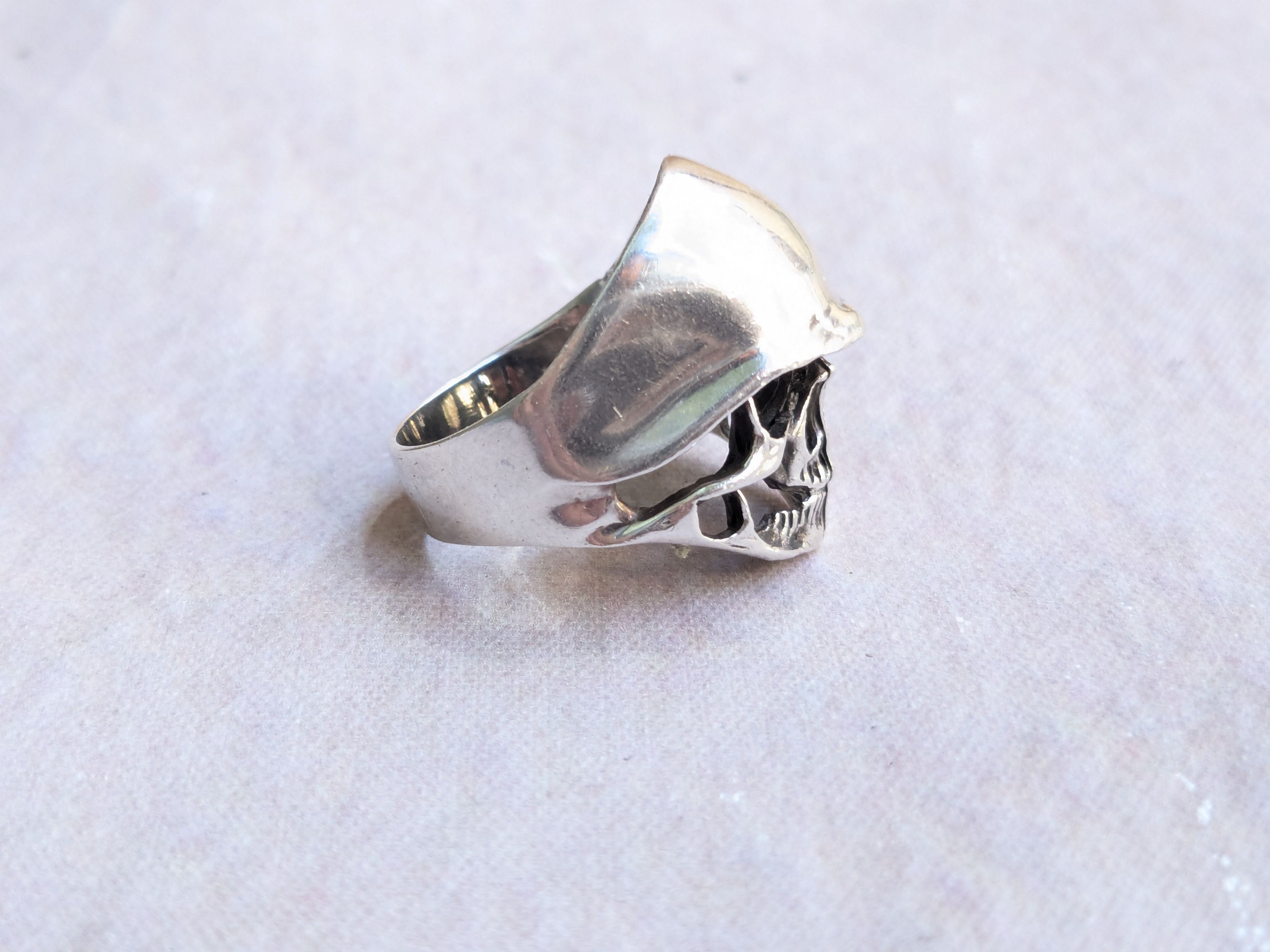 Jewelry Sterling Silver Skull Ring Biker Helmet 9.5 Punk Size ONE SIZE - 6 Thumbnail