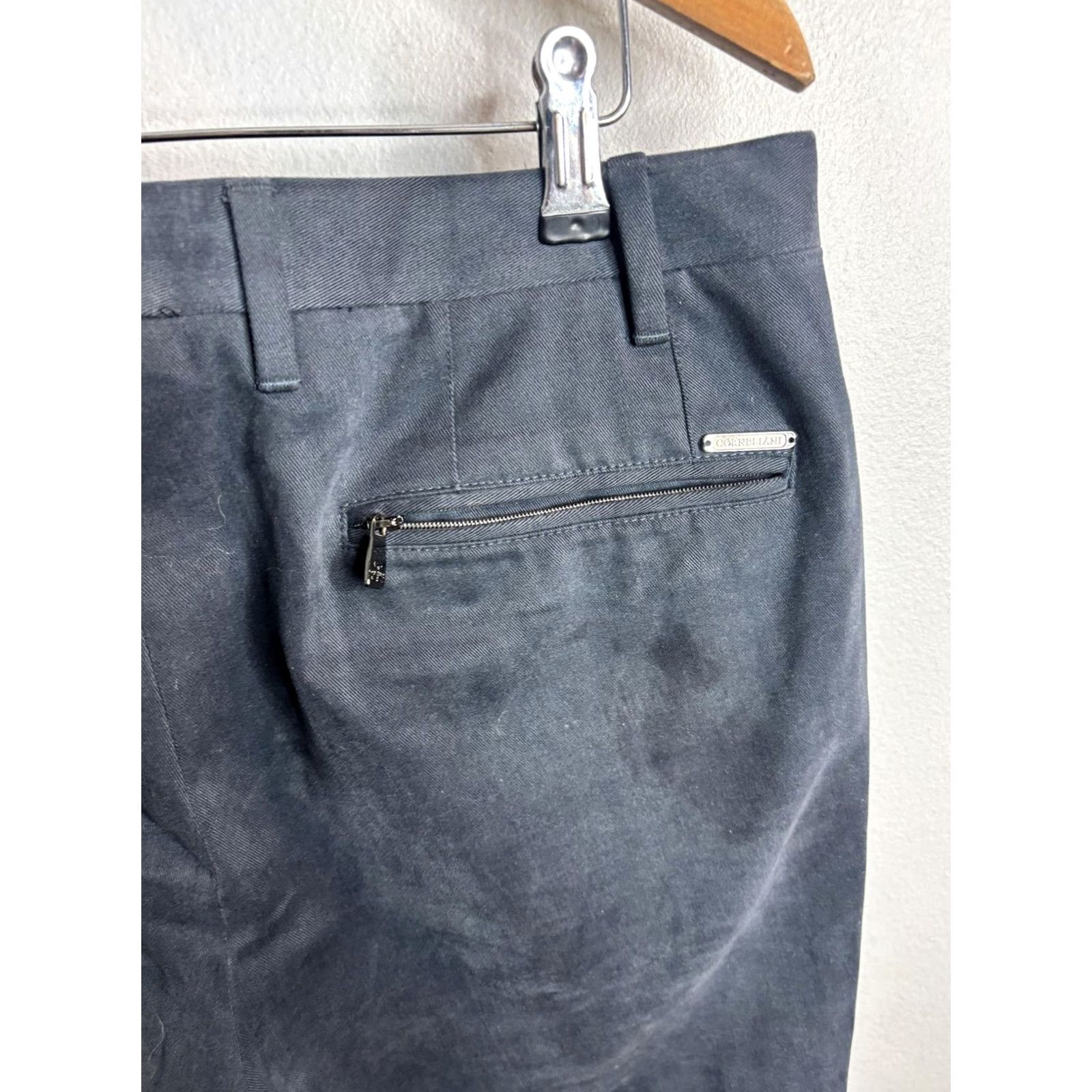 Corneliani Corneliani Pants Mens 50 Charcoal Cotton Chino Zip Back Pockets Tapered Front Flat Modern 34 in Gray Men Size US 34 / EU 50 - 7 Thumbnail