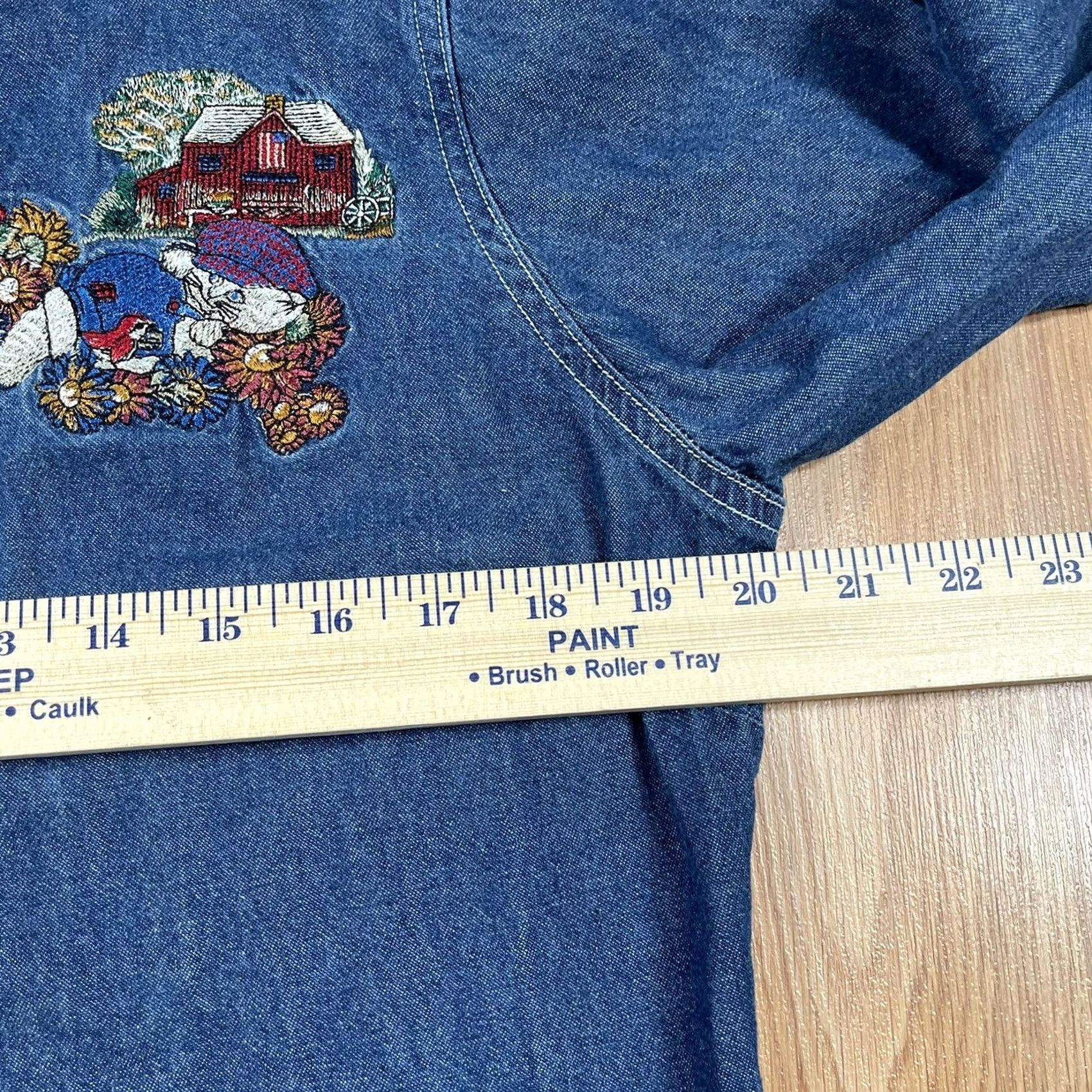 Denime Cabin Creek Womens Shirt Denim Button-Up Blue Long Sleeve Petite Size L Size L / US 10 / IT 46 - 6 Thumbnail