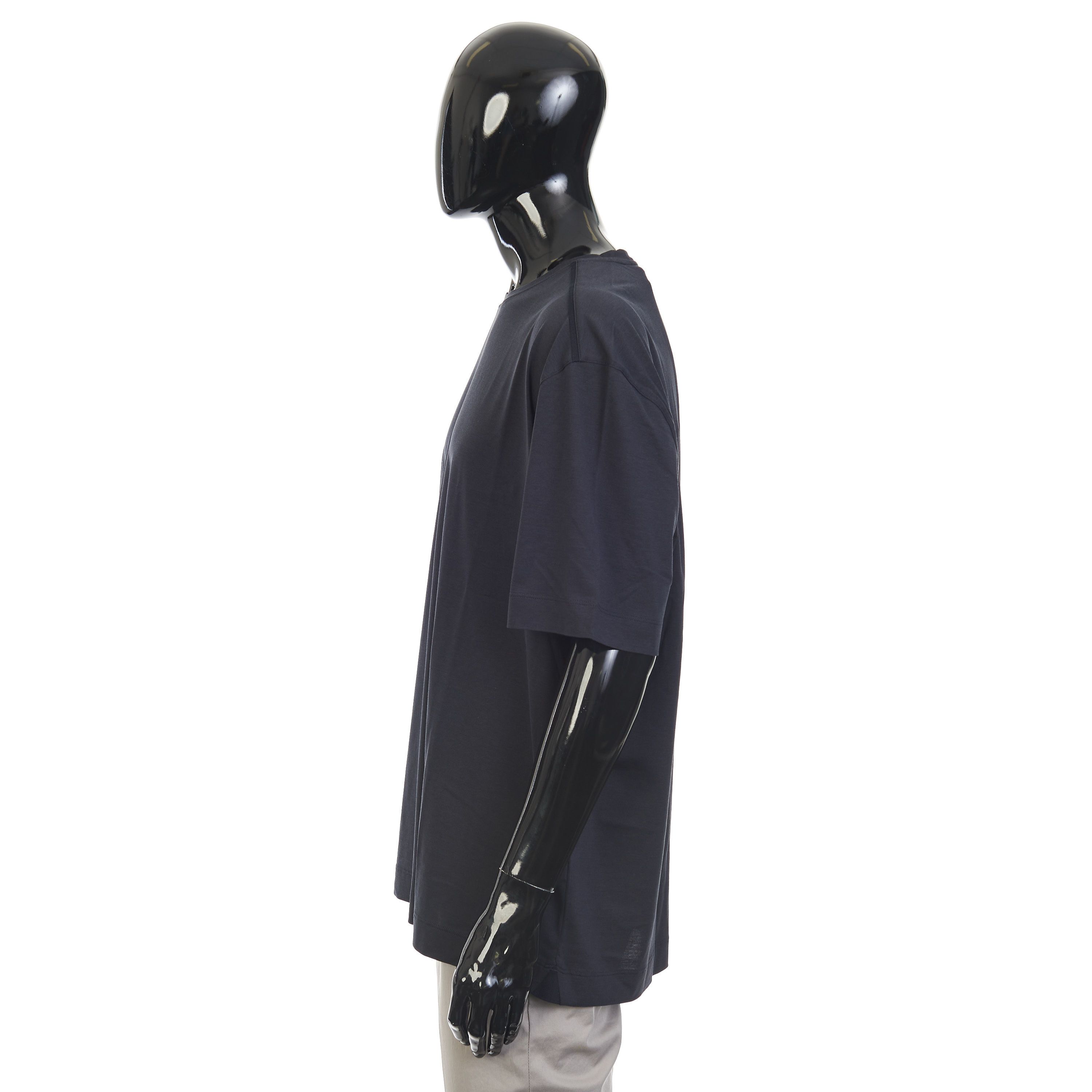 Ermenegildo Zegna Navy Blue Silk & Cotton Crewneck Tshirt 3XL Size US XXL / EU 58 / 5 - 3 Thumbnail