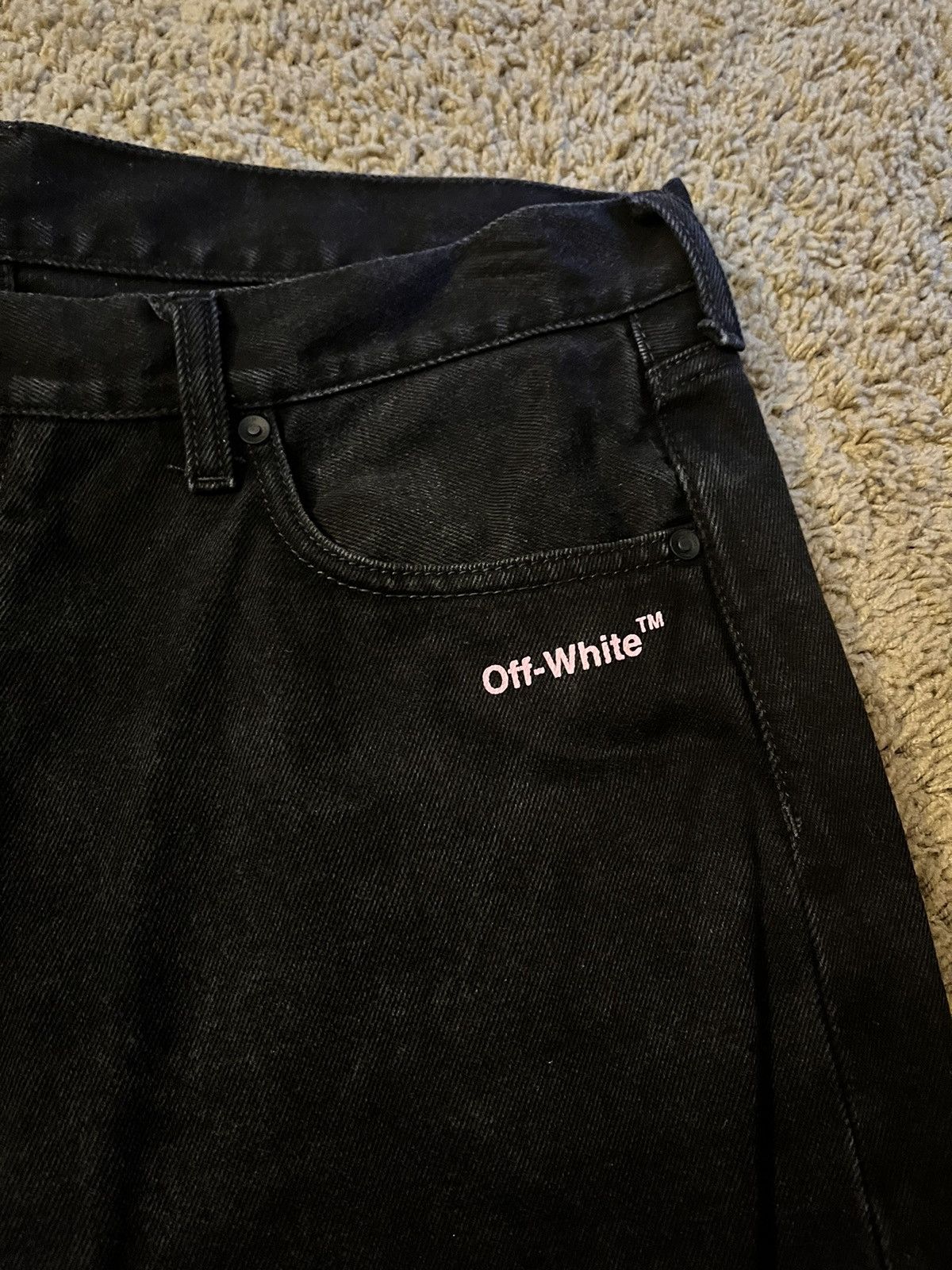 Off-White Off White Black denim logo Jeans Size US 36 / EU 52 - 6 Thumbnail