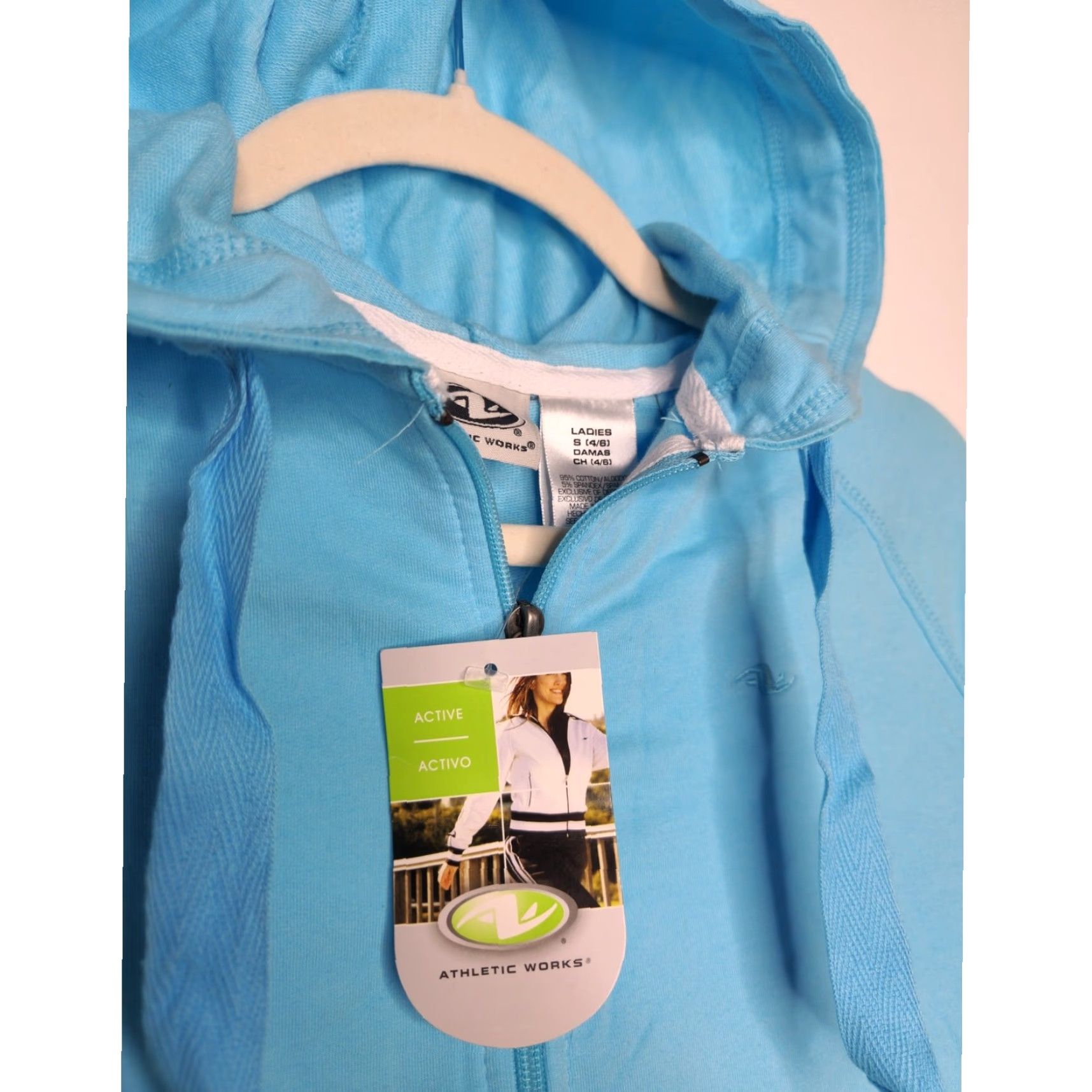 Athletic Works VINTAGE Athletic Works T-Shirt Hoodie Short Sleeve Zip Up Crop S Blue Womens 90s S Small Regular Size 28" / US 6 / IT 42 - 3 Thumbnail