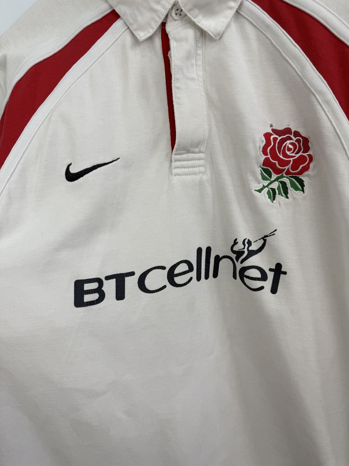 Nike 🏴󠁧󠁢󠁥󠁮󠁧󠁿 Vintage 90s Nike Rugby England BT Cellnet Y2K Rare Retro Size US XL / EU 56 / 4 - 4 Thumbnail