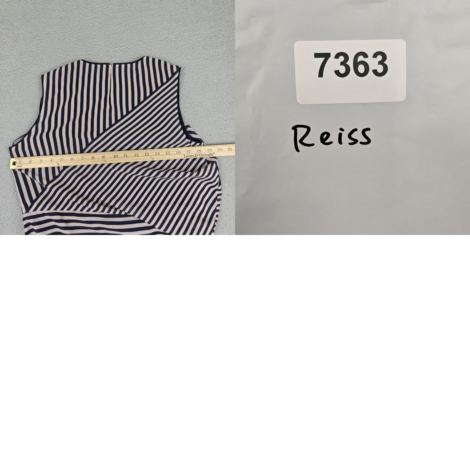 Reiss Reiss Dress Womens 10 Blue Sienna Striped Asymmetric Layered Sheath Knee Length Size L / US 10 / IT 46 - 9 Thumbnail